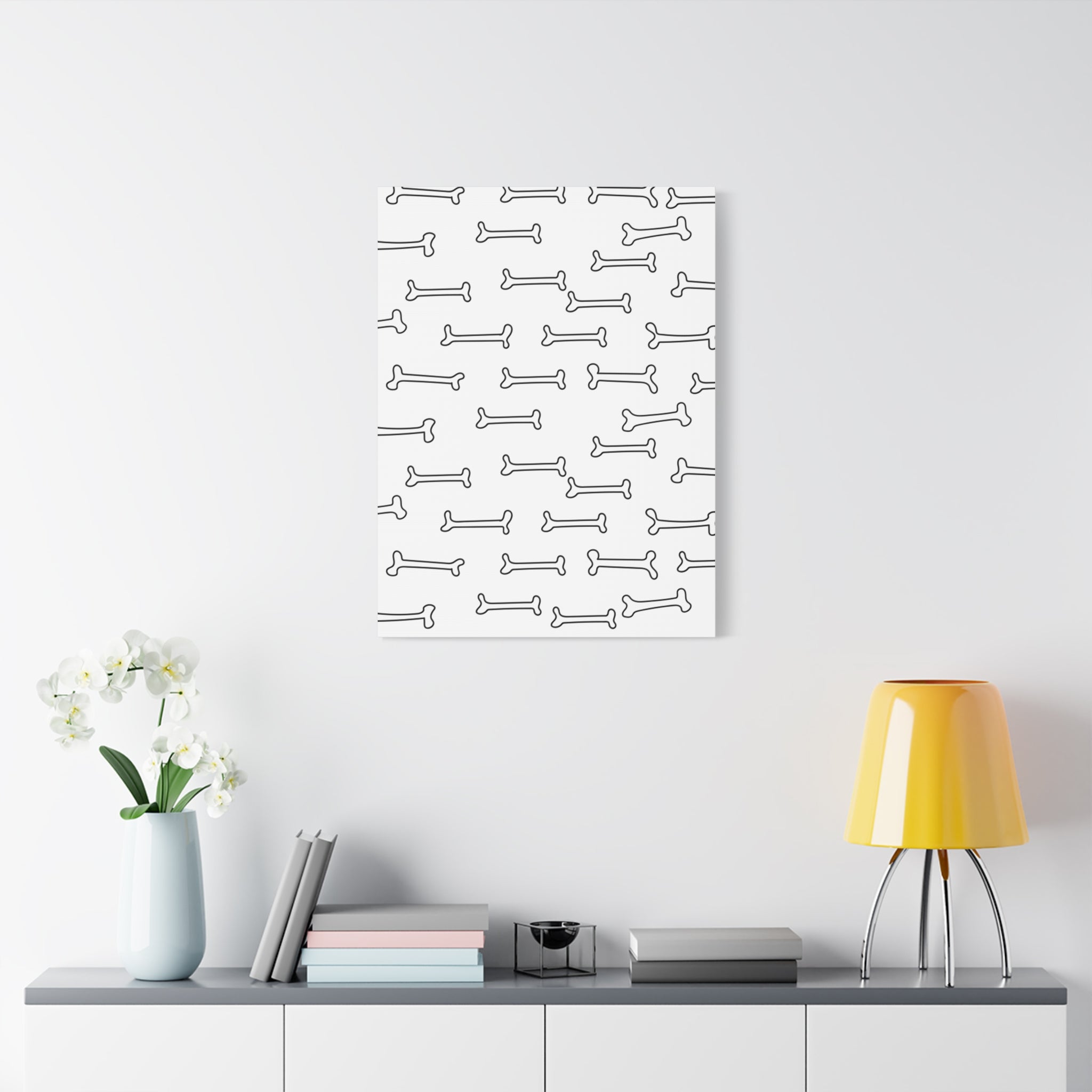 Minimalist Bone Pattern Matte Canvas Art