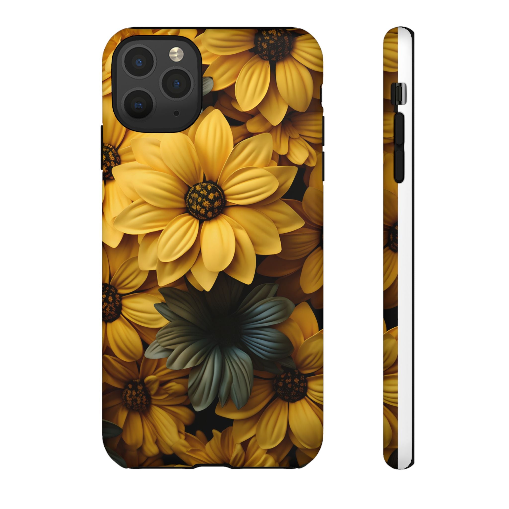 Golden Bloom Hexagon iPhone Case - Rugged Texture