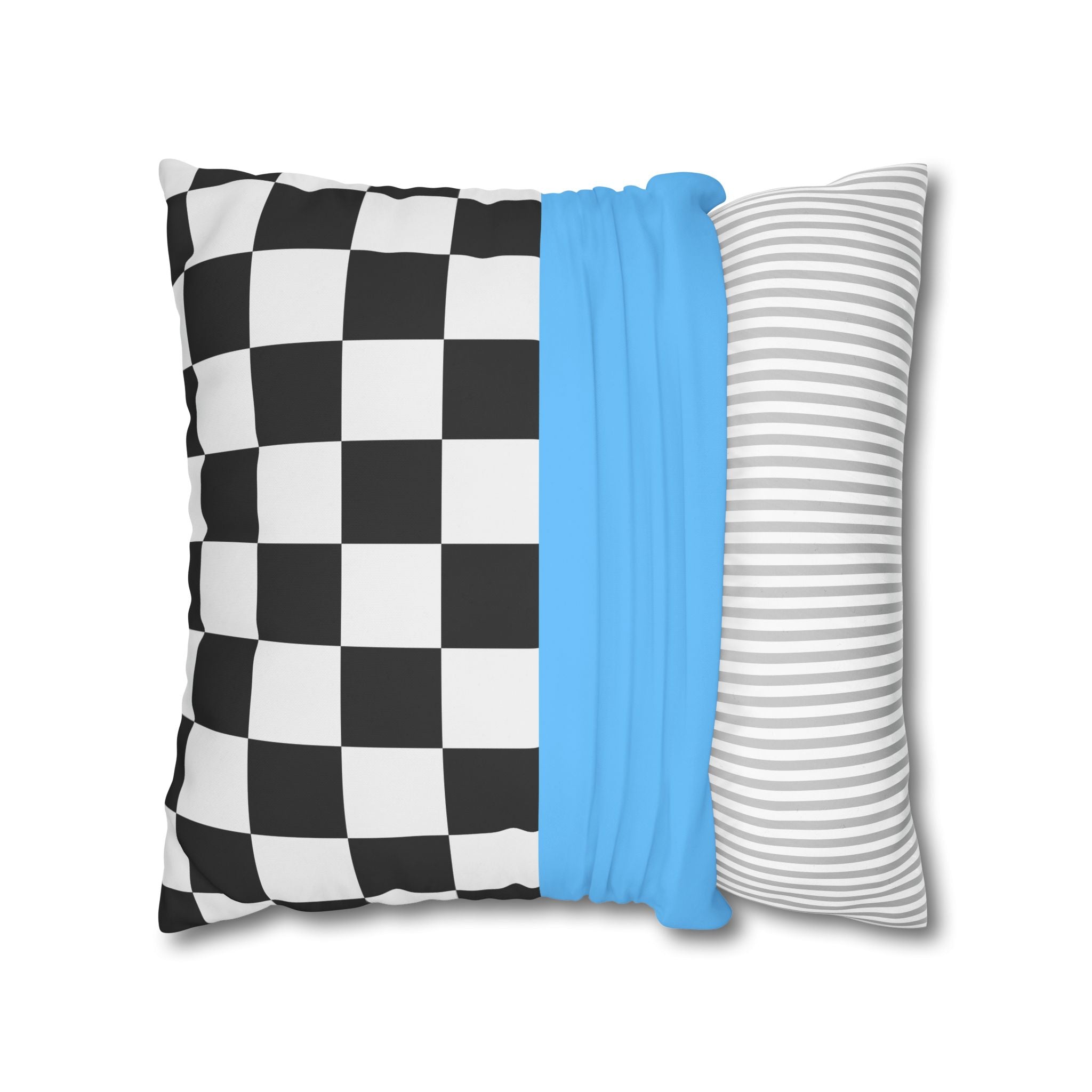 Checkered & Blue Pillowcase - Modern Design