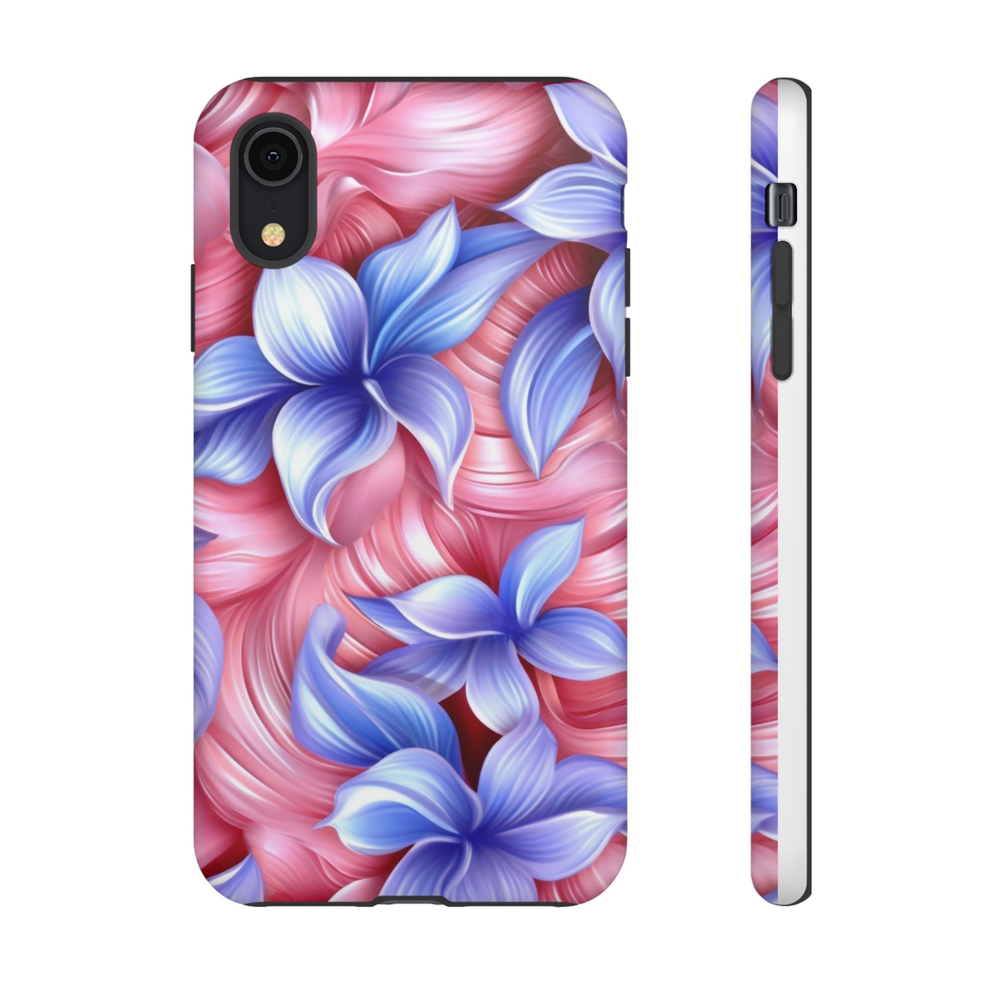 Dreamy Pink & Blue Floral iPhone Case - Hexagon Stone