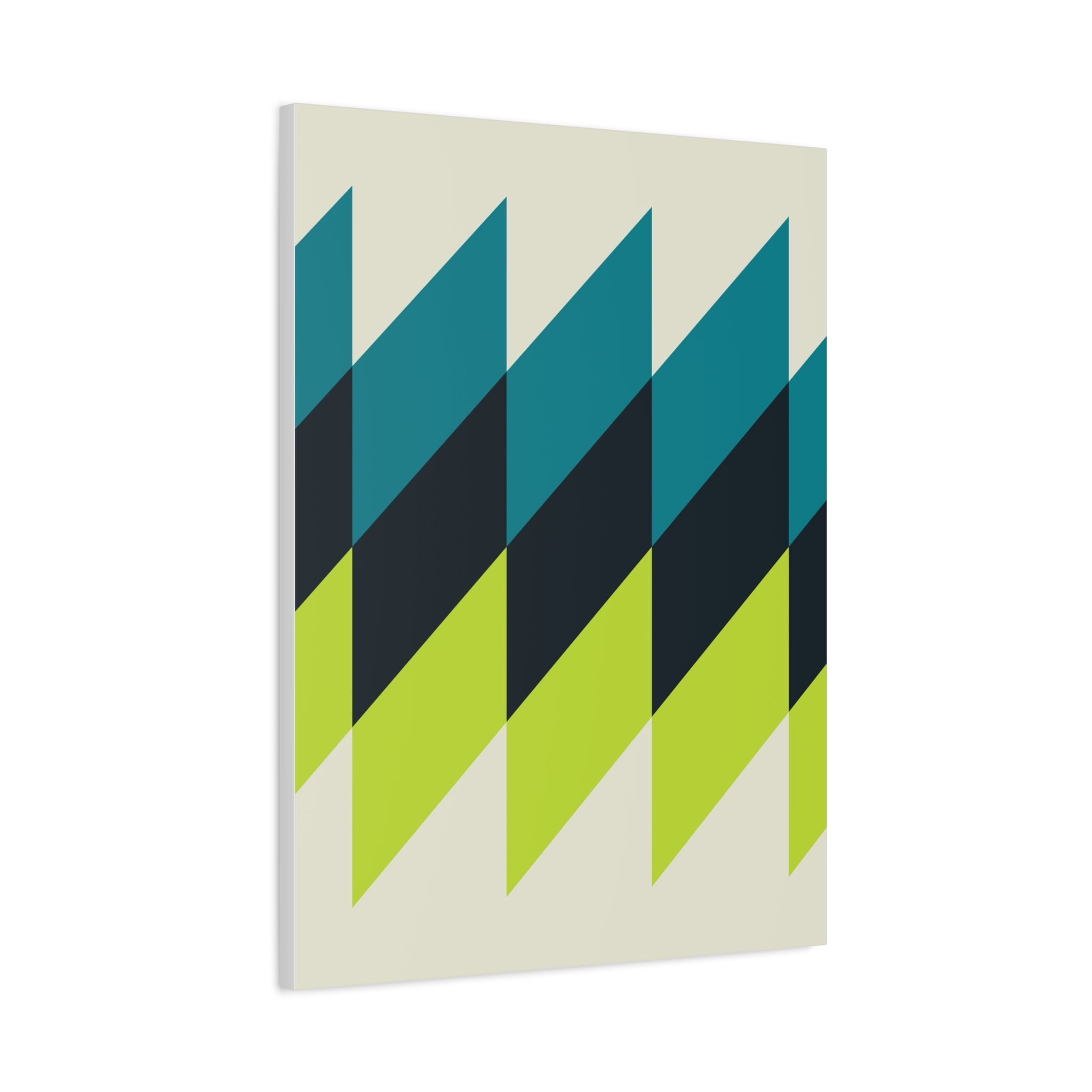 Geometric Teal & Lime Green Canvas Art