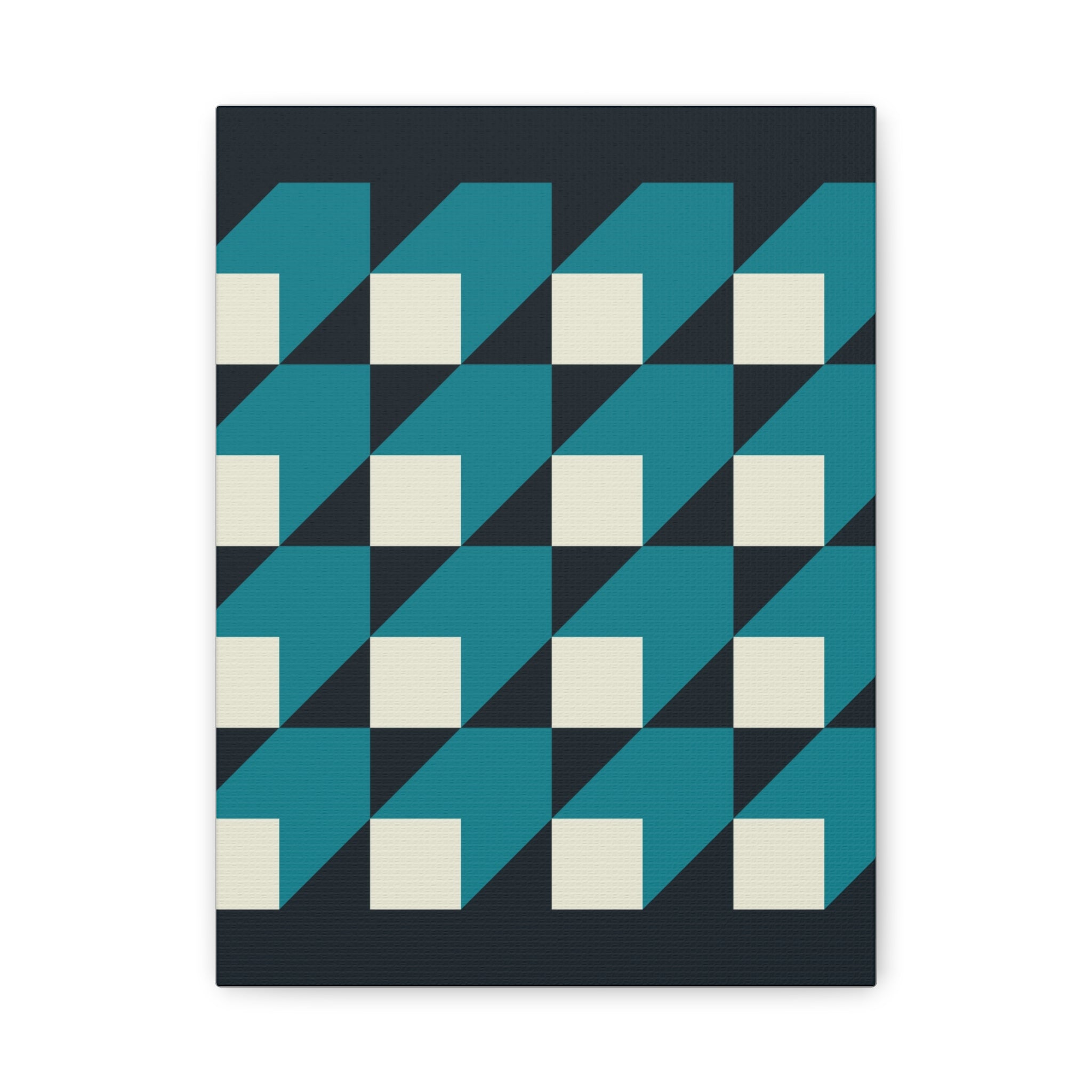 Geometric Teal Abstract Canvas Art