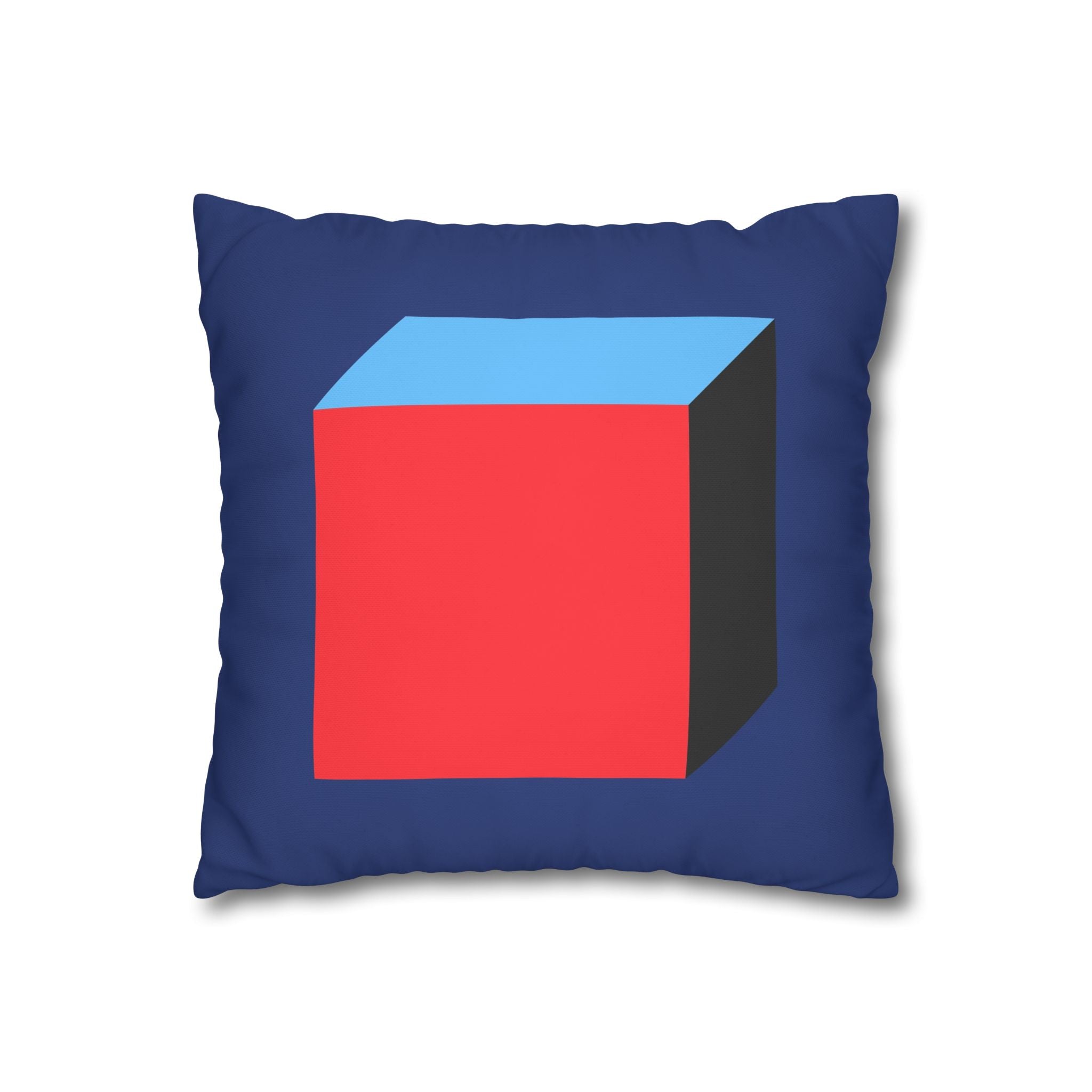 Geometric Cube Pillowcase - Red & Blue