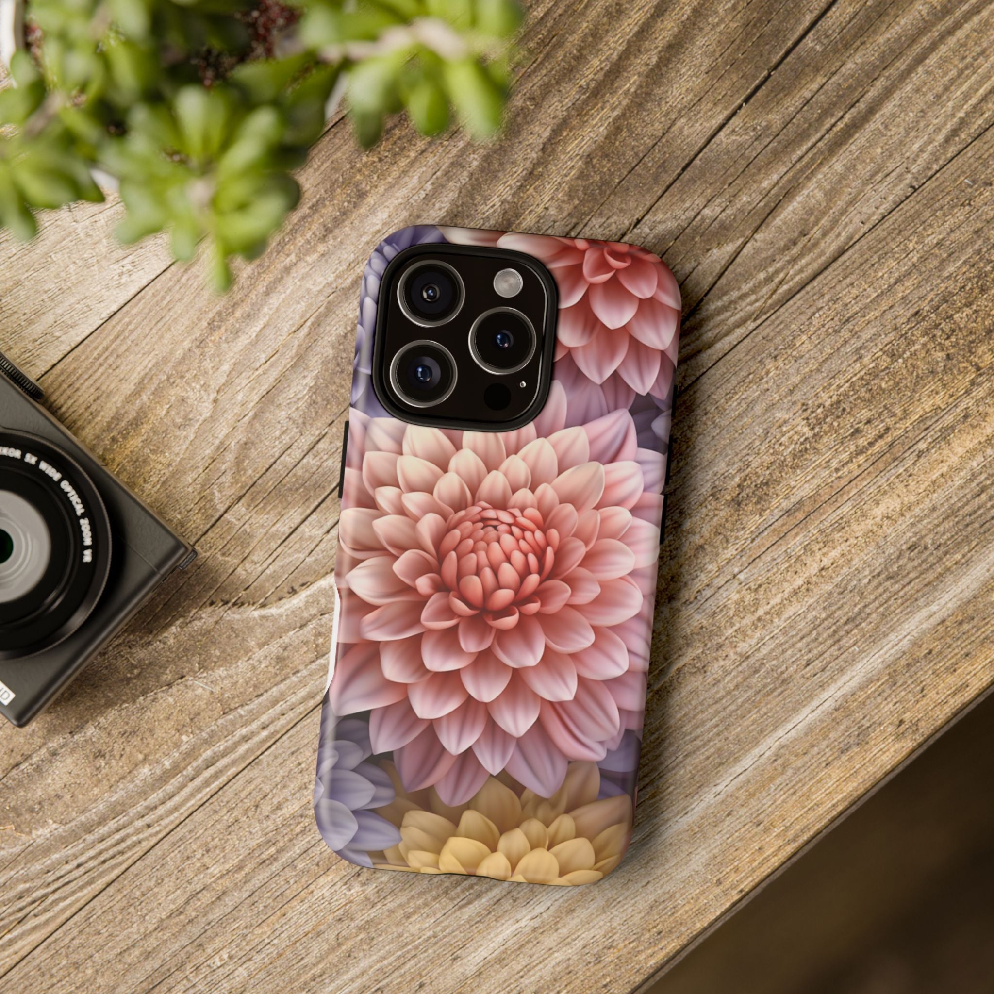 Dahlia Bloom Hexagon Stone iPhone Case