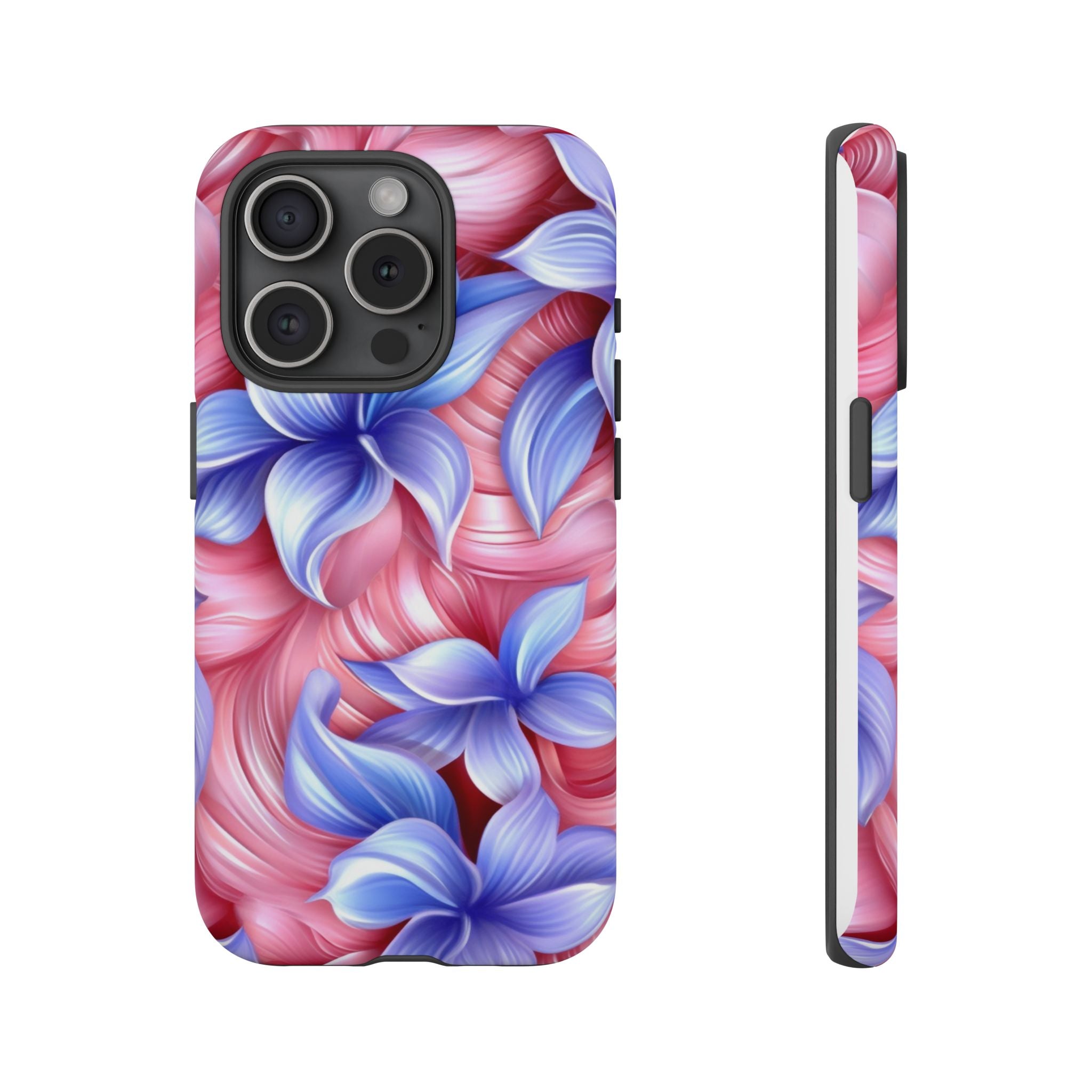 Dreamy Pink & Blue Floral iPhone Case - Hexagon Stone