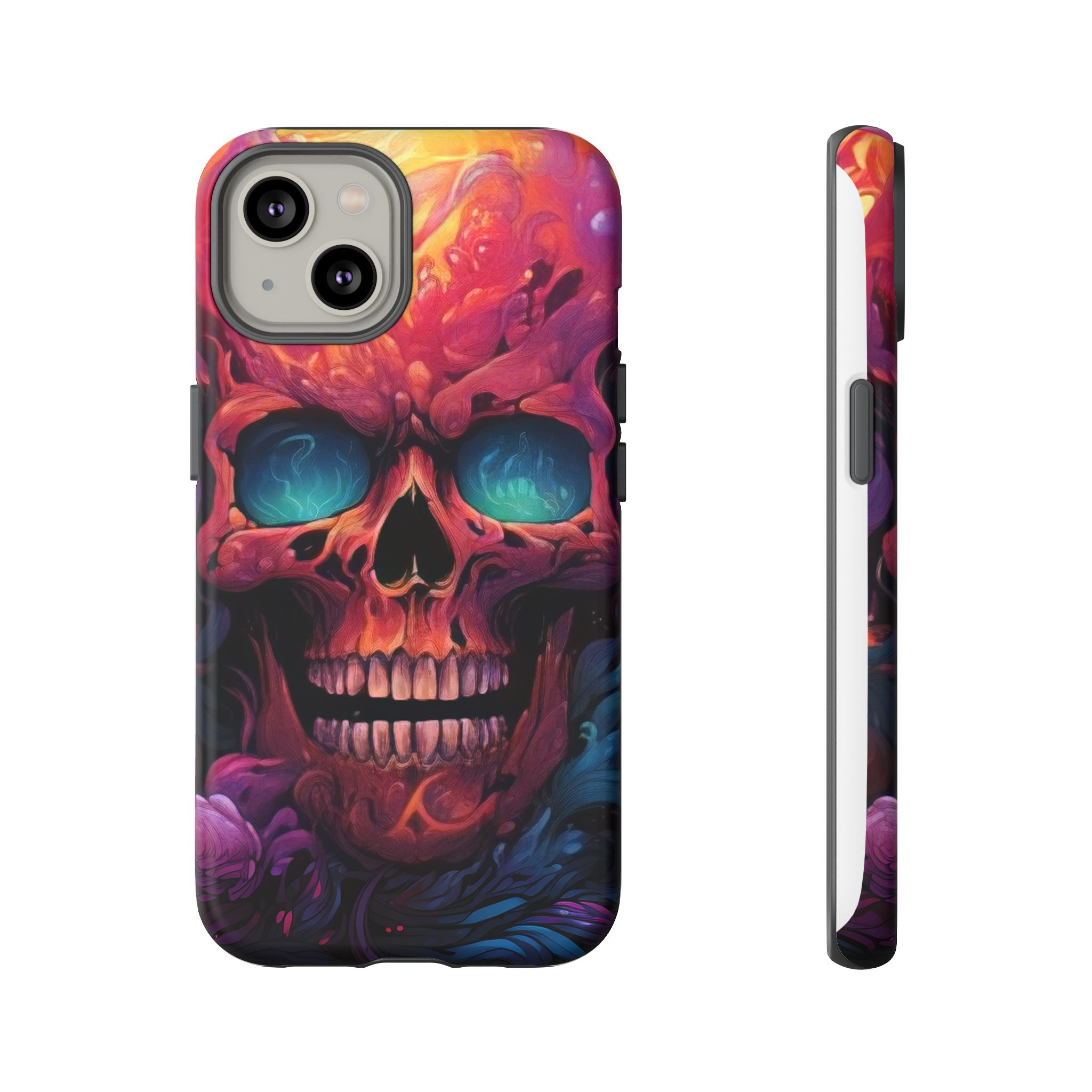 Fiery Skull Hexagon iPhone Case - Rugged Texture