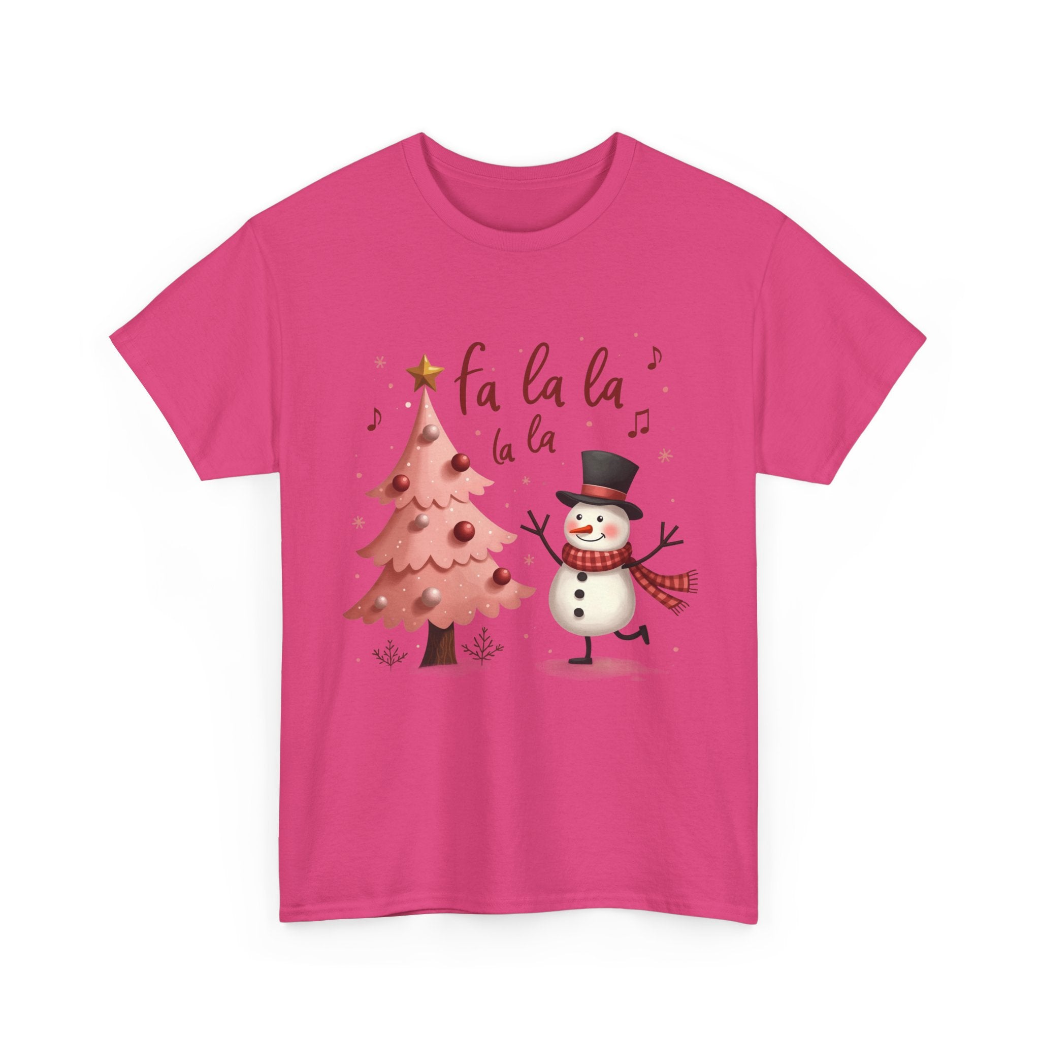 Pink Xmas Tree & Snowman T-Shirt