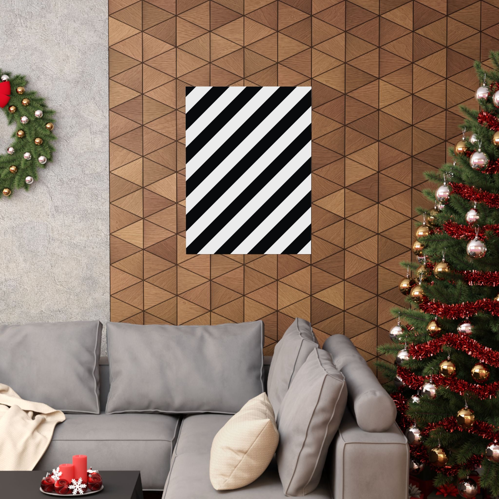 Modern Diagonal Stripe Art Poster