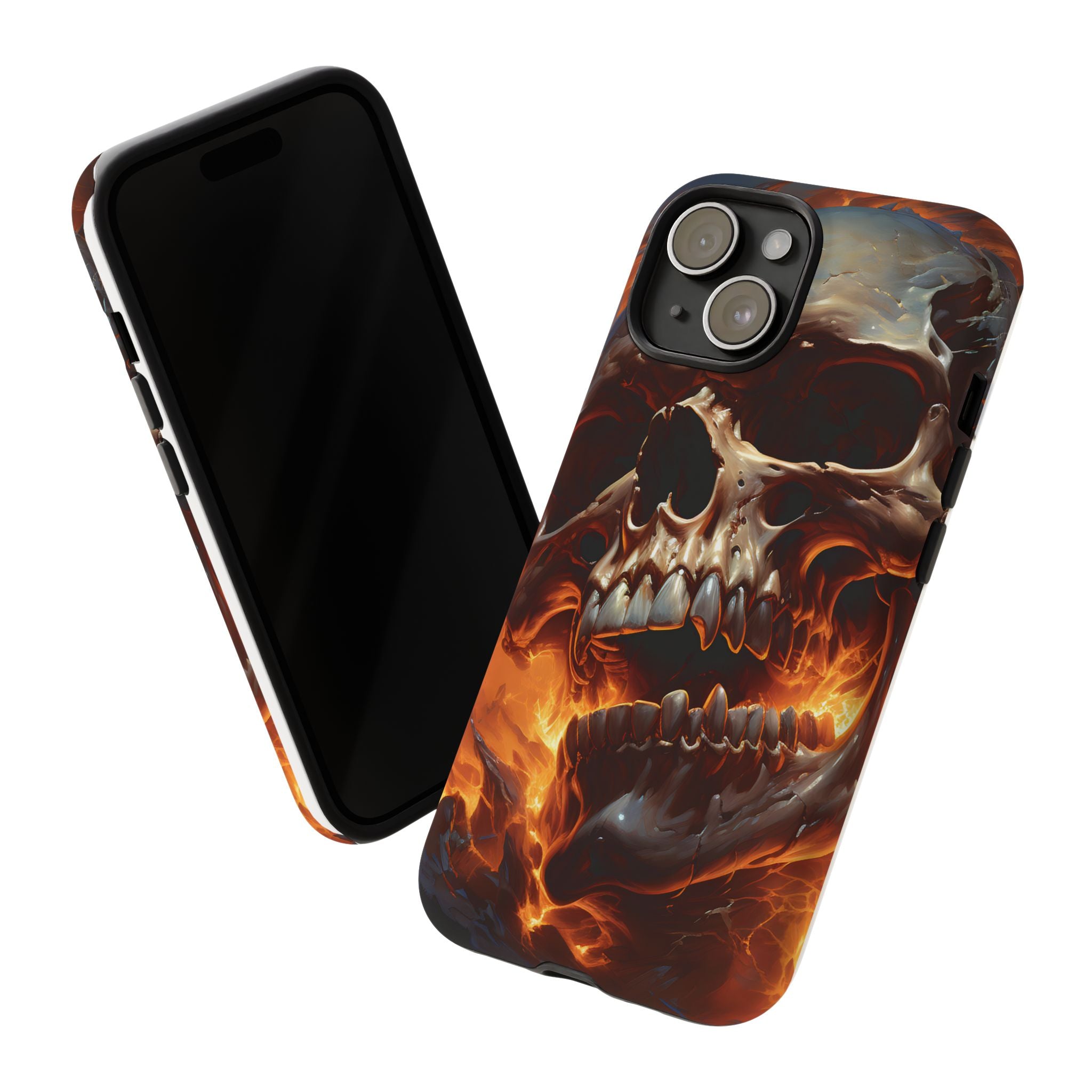 Fiery Skull Hexagon iPhone Case - Rugged