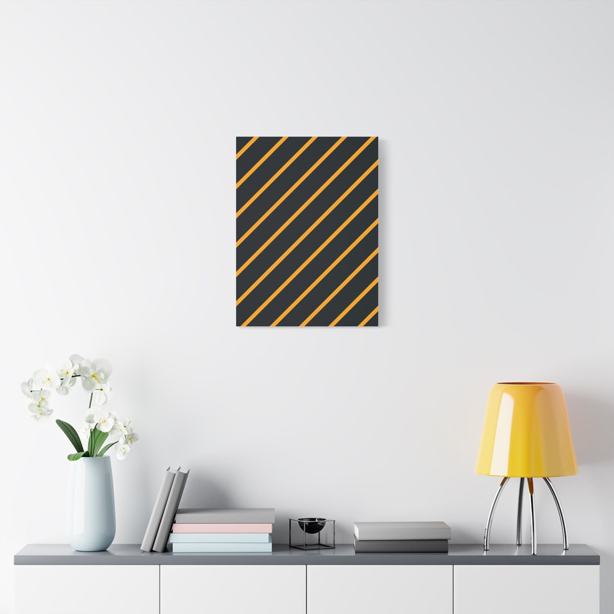 Bold Orange Diagonal Stripes Matte Canvas Art