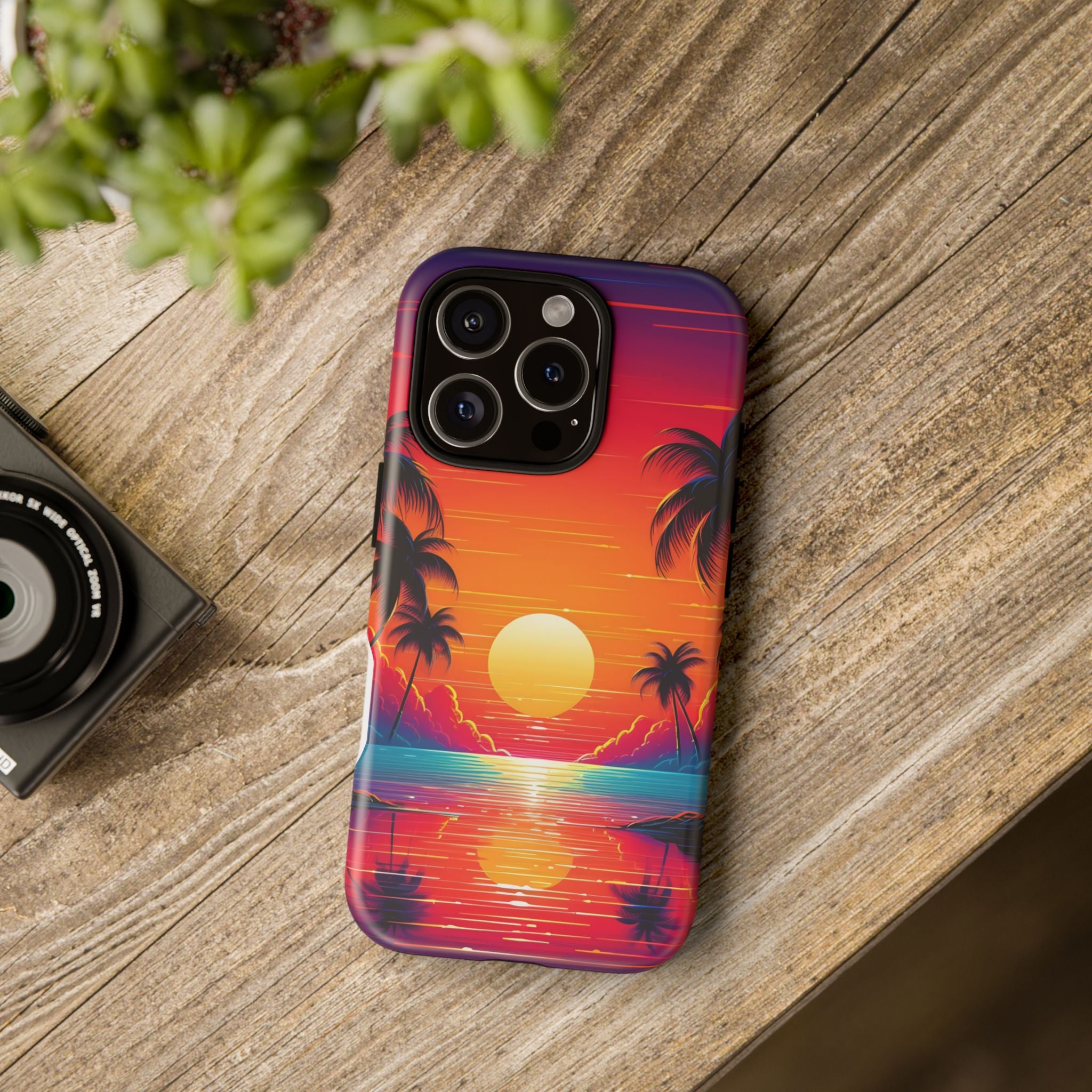 Sunset Palm Beach iPhone Case - Hexagon Stone