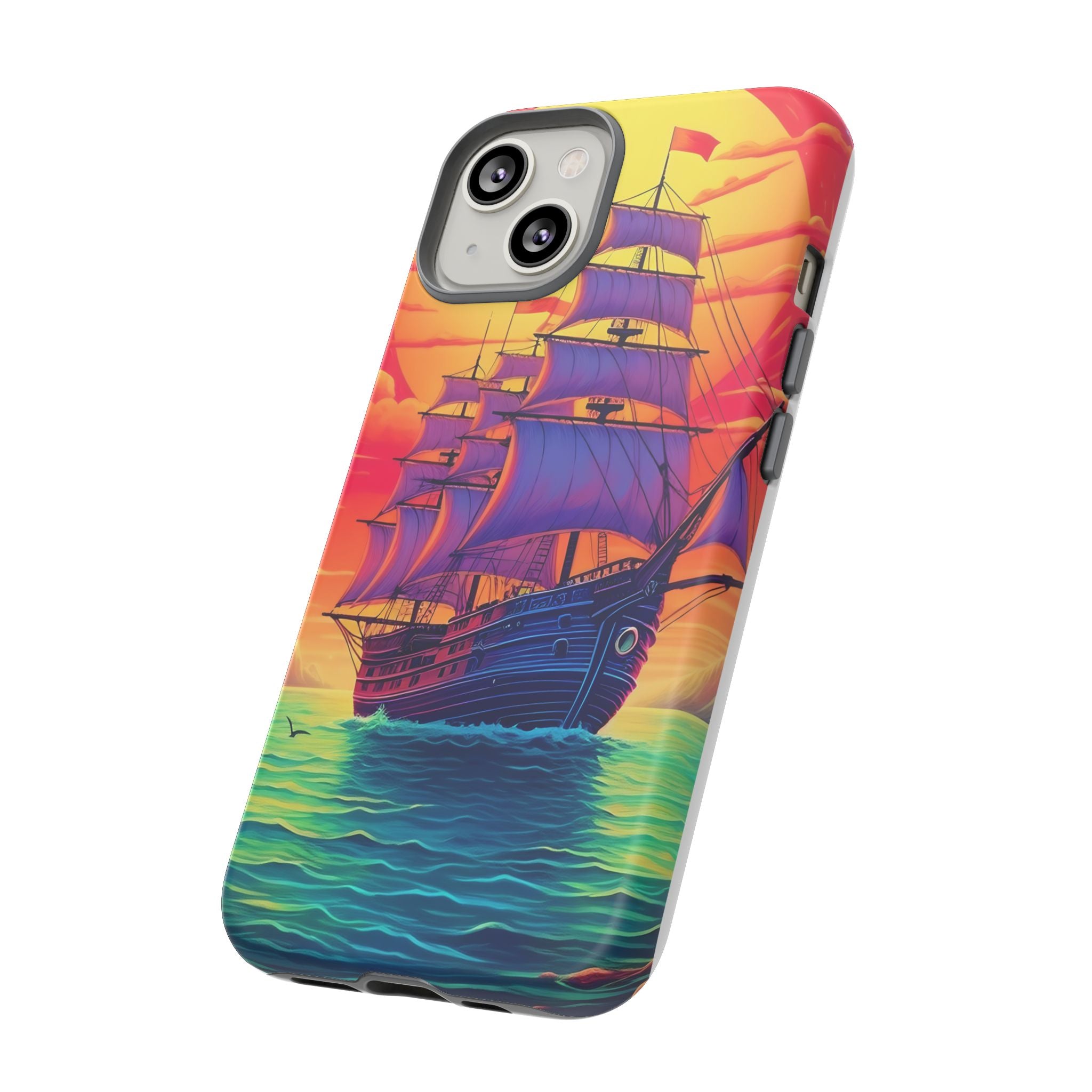 Sunset Galleon Hexagon Stone iPhone Case