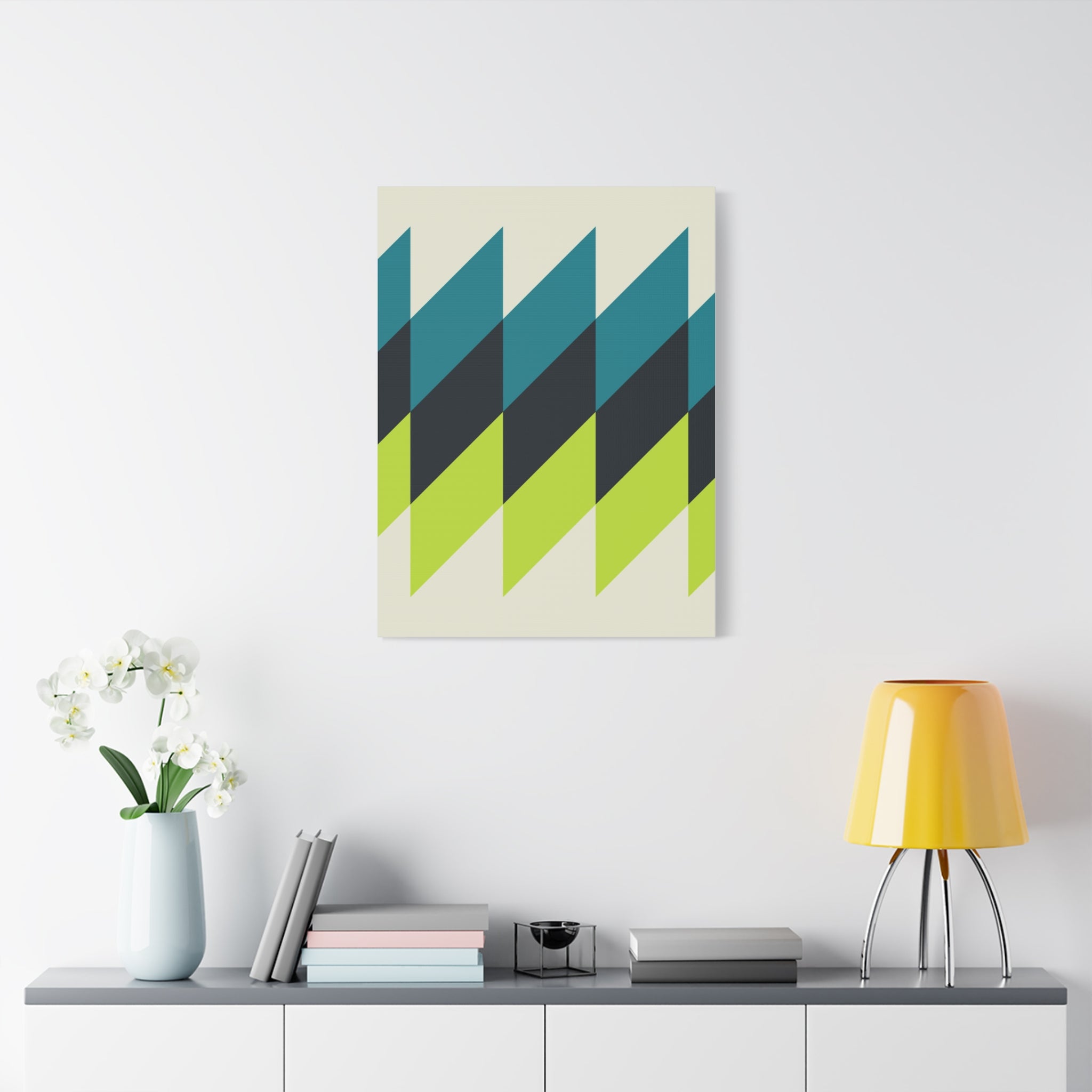 Geometric Teal & Lime Green Canvas Art