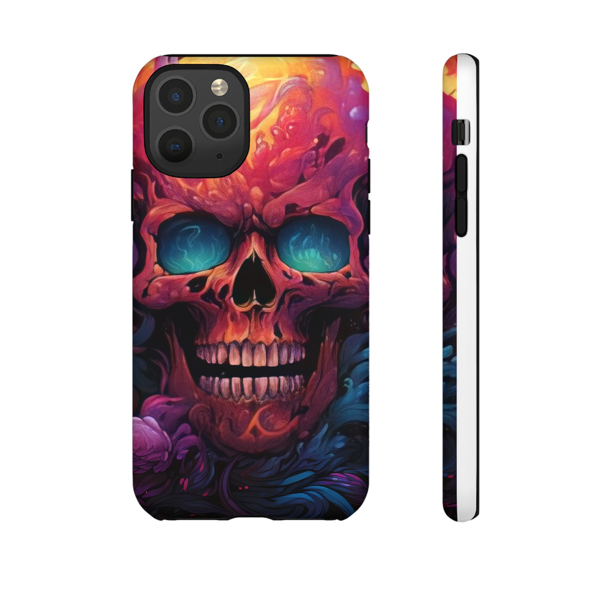 Fiery Skull Hexagon iPhone Case - Rugged Texture