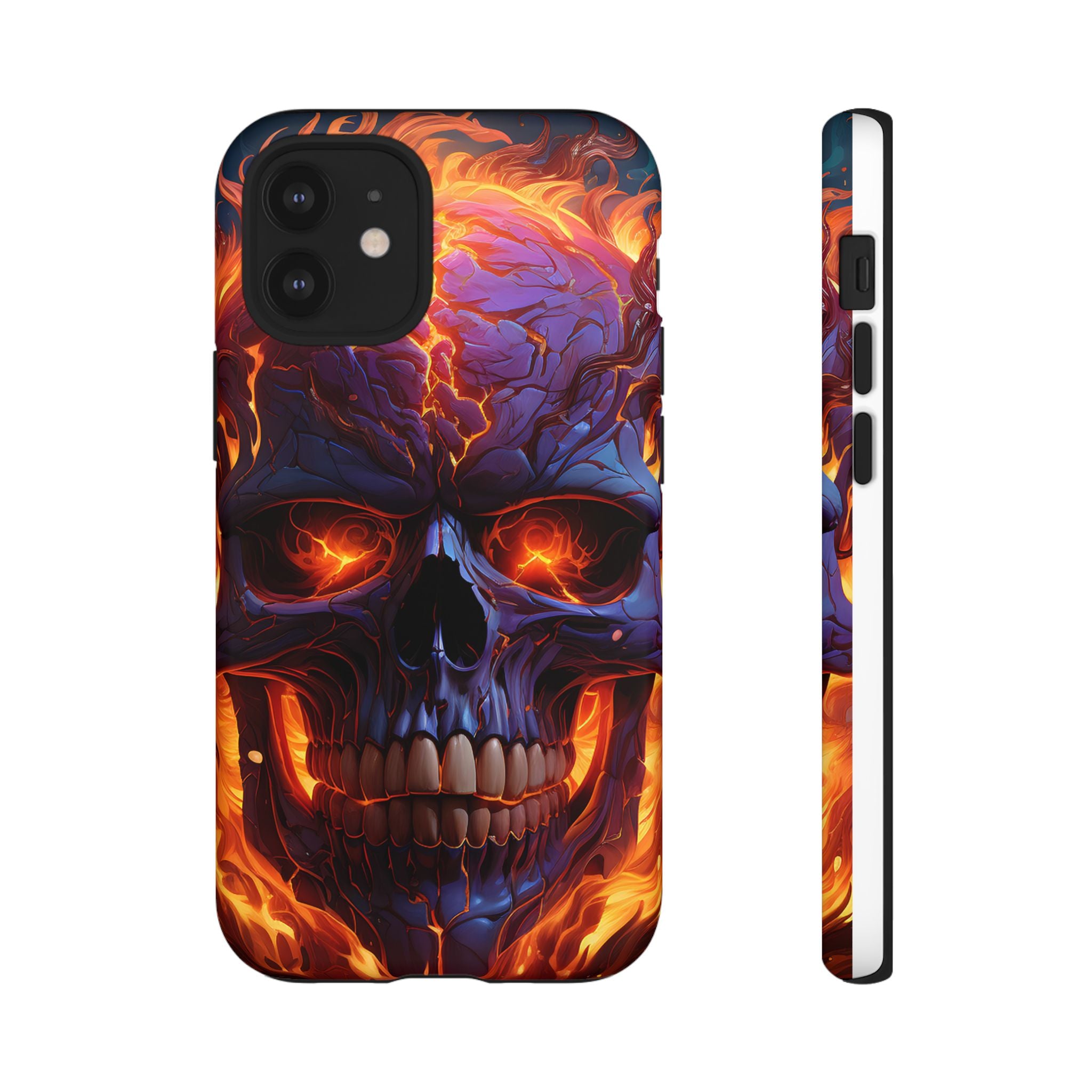 Fiery Skull Hexagon iPhone Case - Rugged Texture