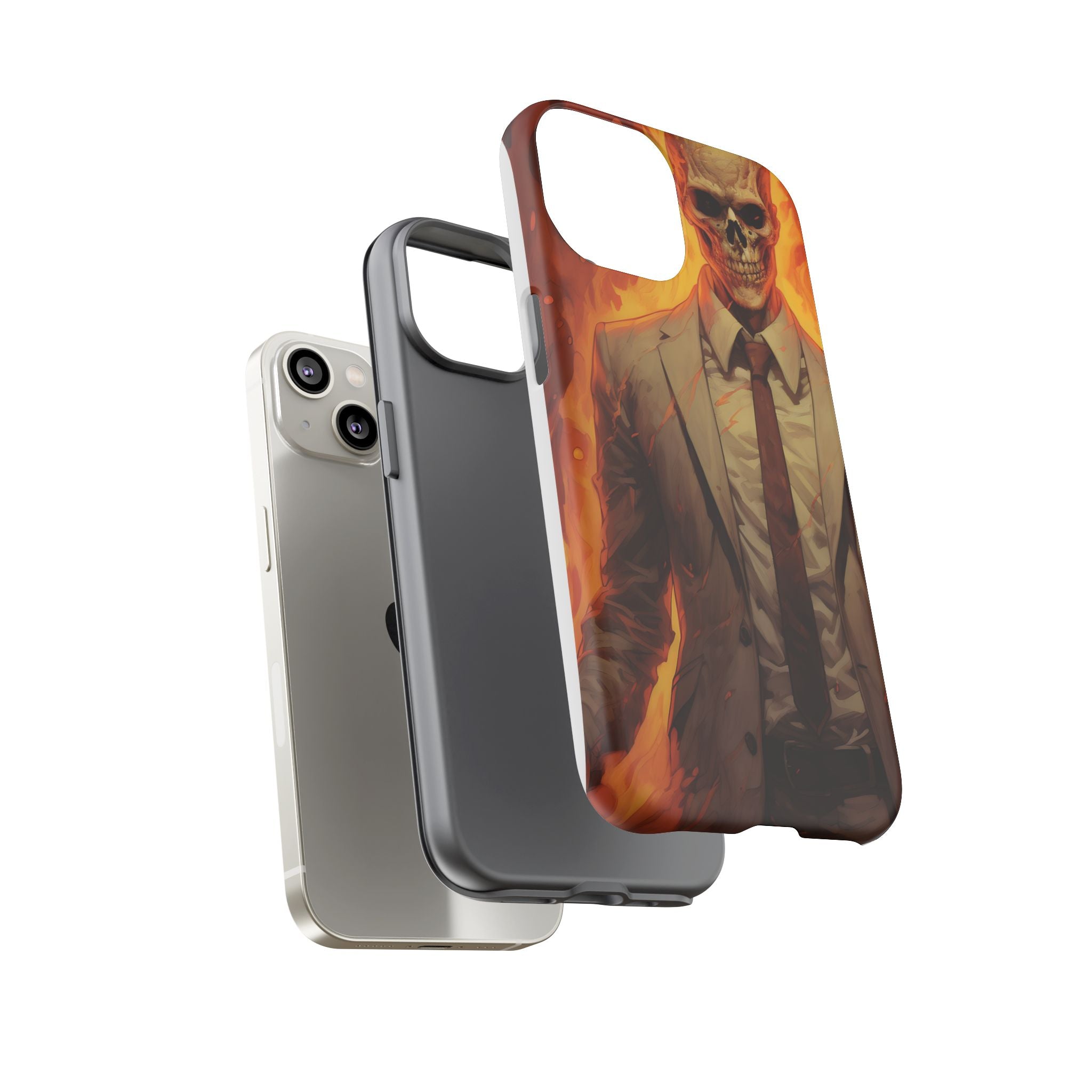 Fiery Skull Man Hexagon Stone iPhone Case