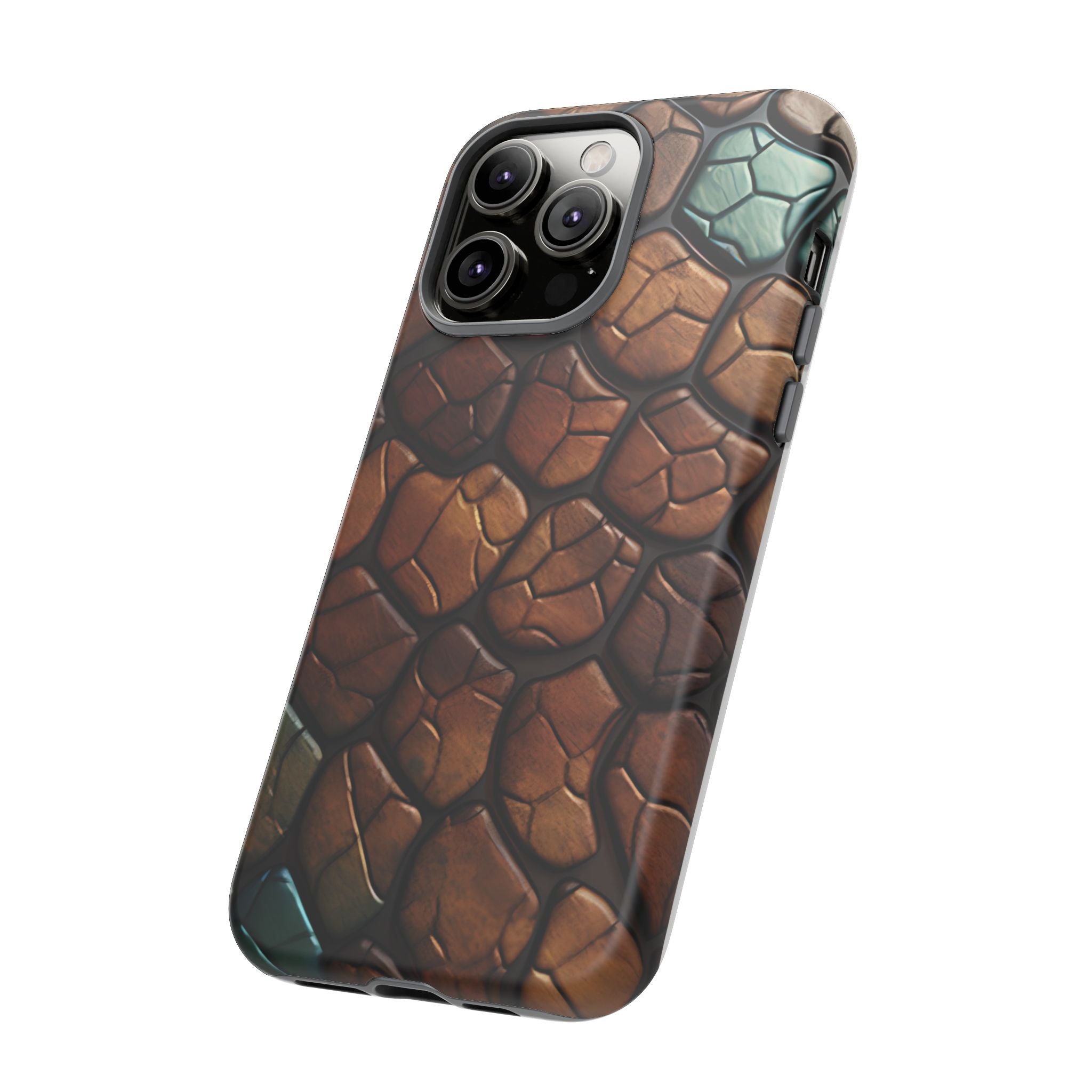 Mosaic Reptile iPhone Case - Teal & Brown