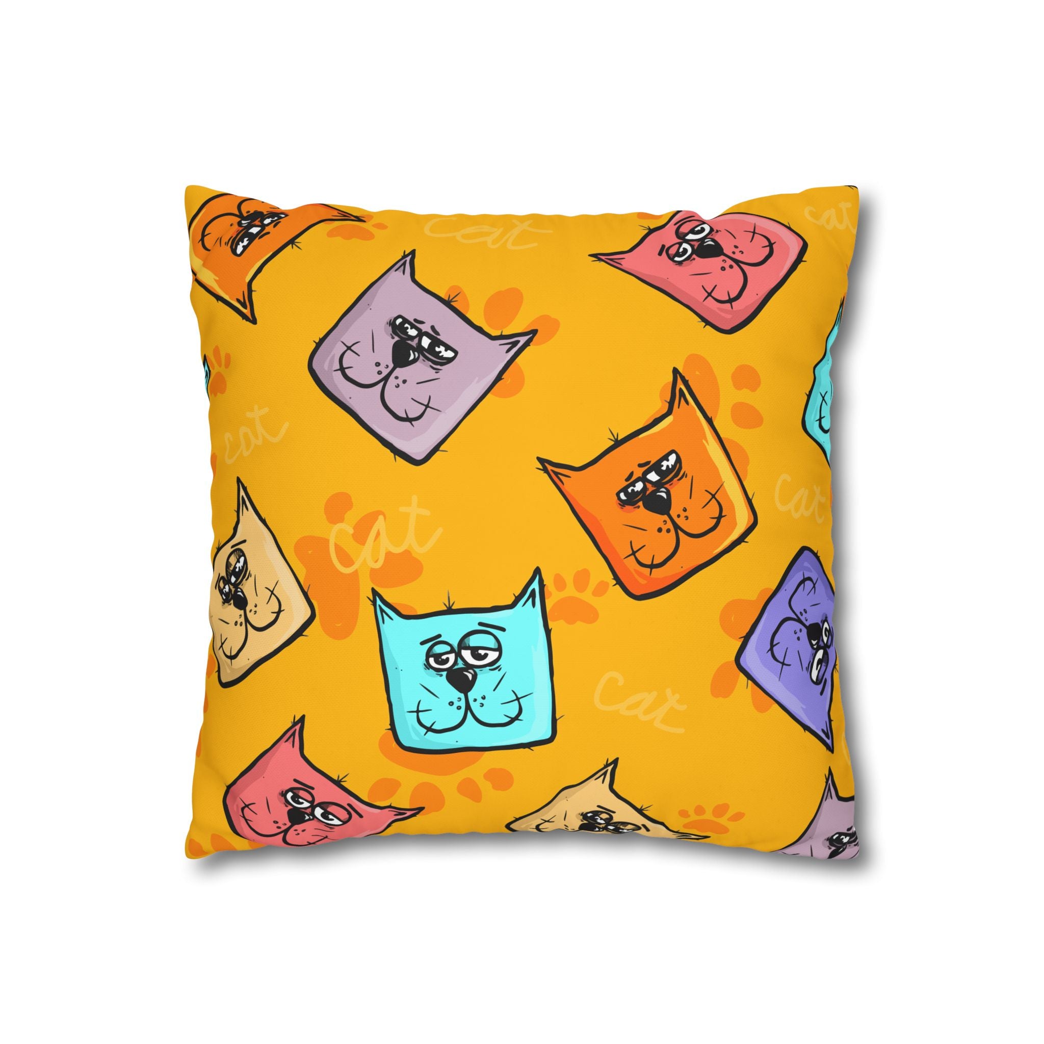 Pastel Cat Pillowcase - Gold Paw Print