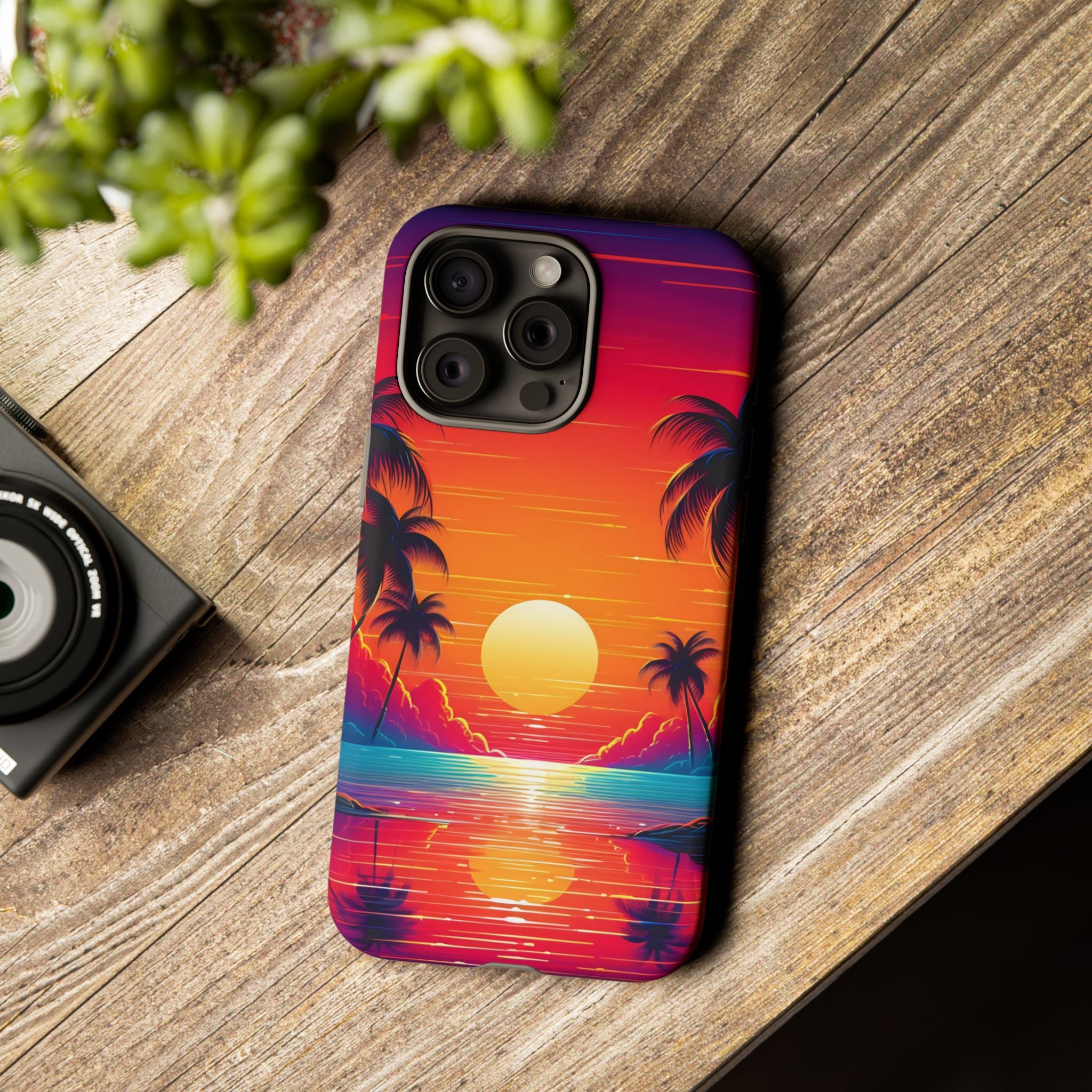 Sunset Palm Beach iPhone Case - Hexagon Stone