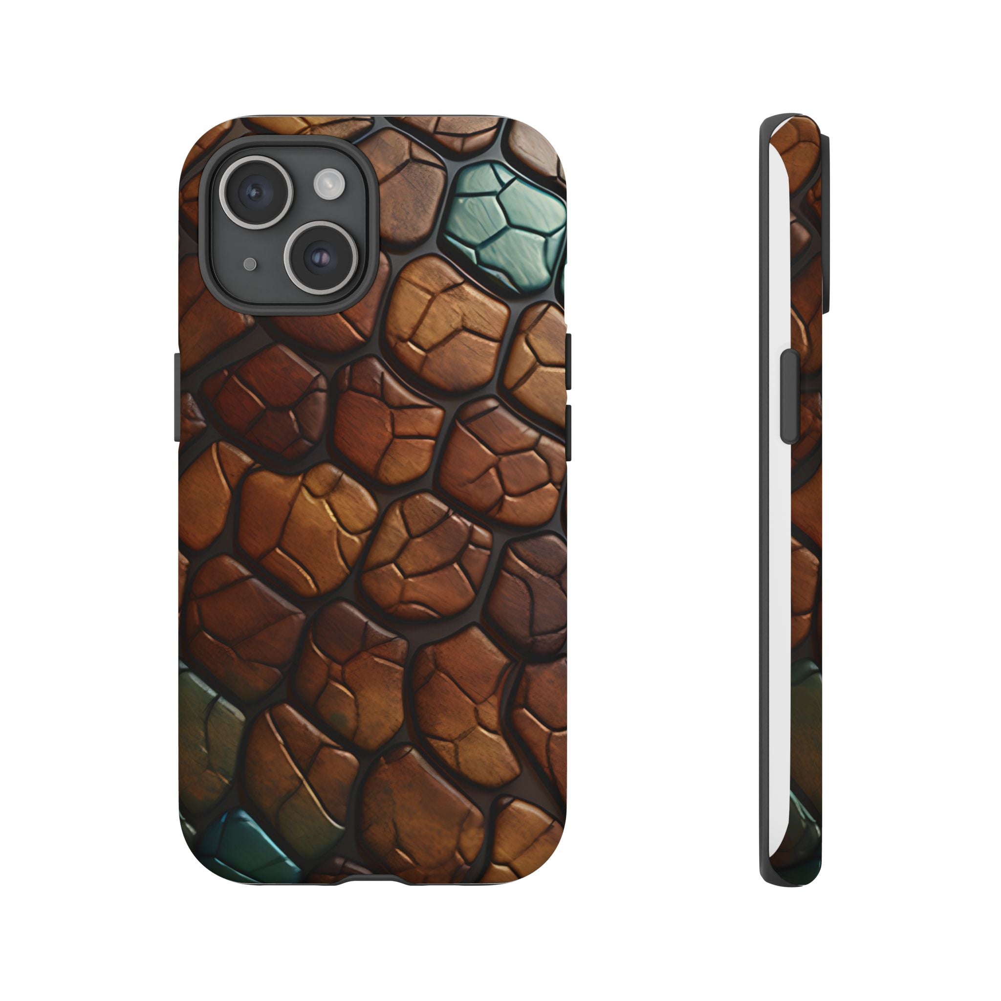 Mosaic Reptile iPhone Case - Teal & Brown