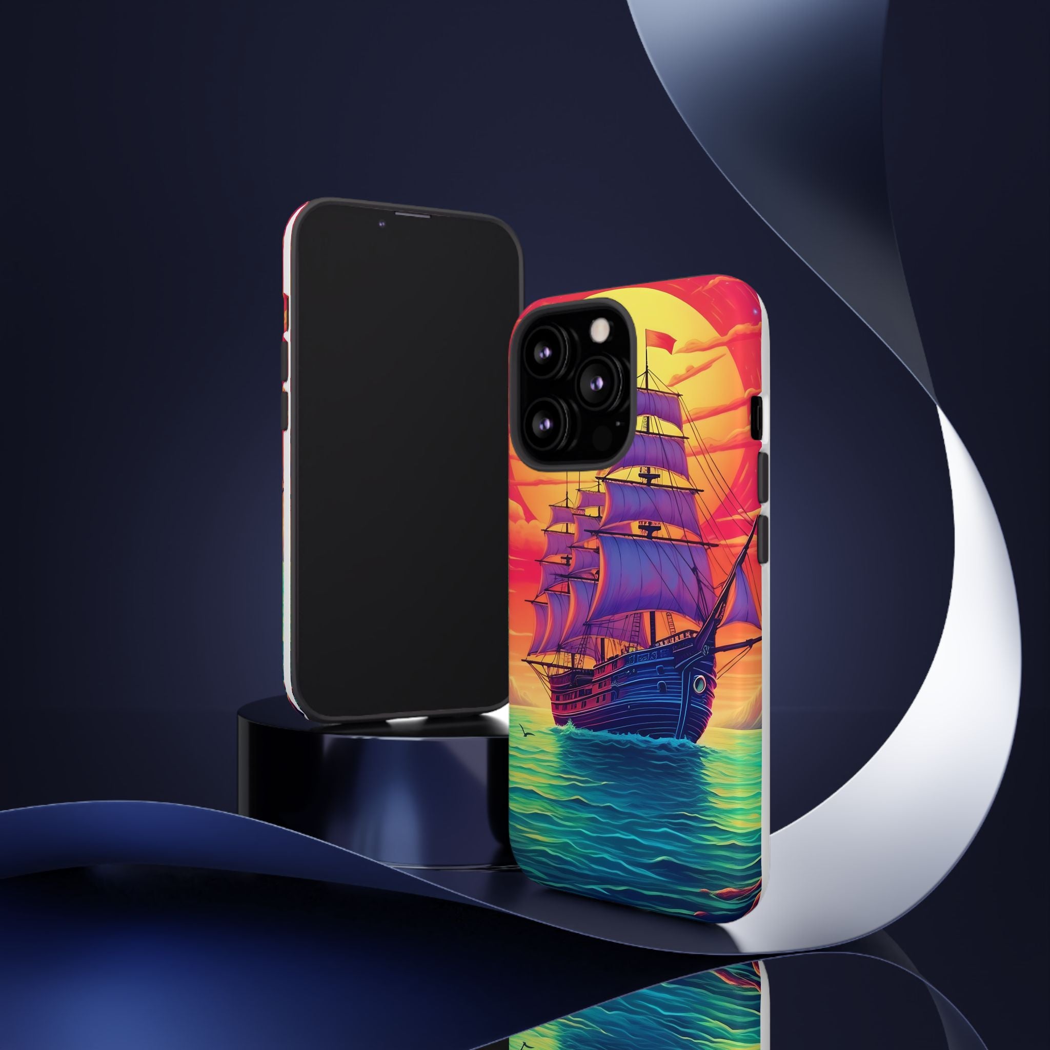 Sunset Galleon Hexagon Stone iPhone Case