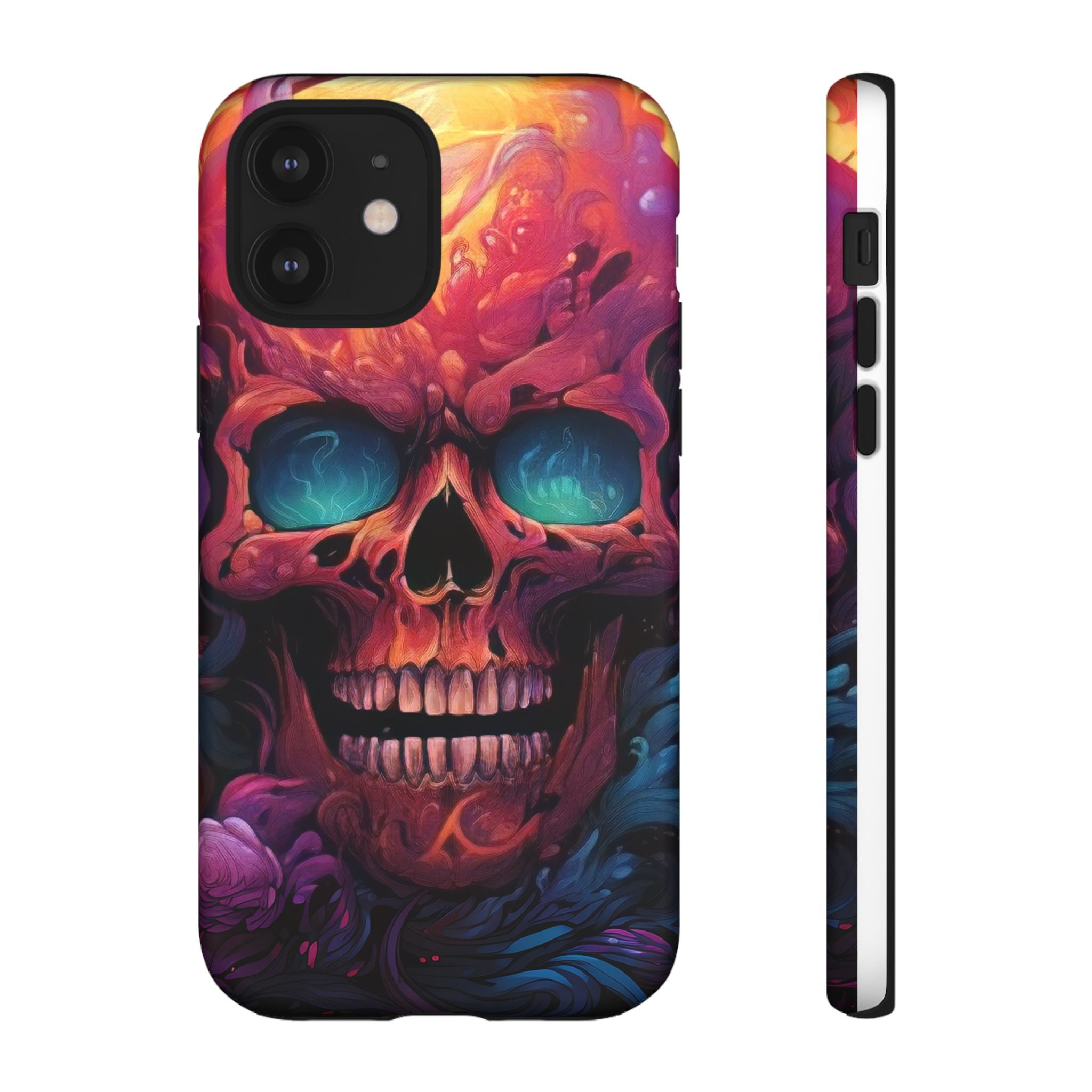 Fiery Skull Hexagon iPhone Case - Rugged Texture