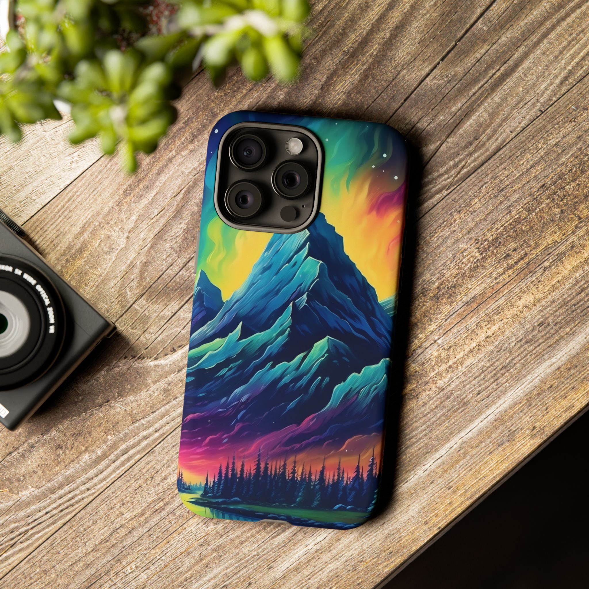 Aurora Mountain Hexagon iPhone Case