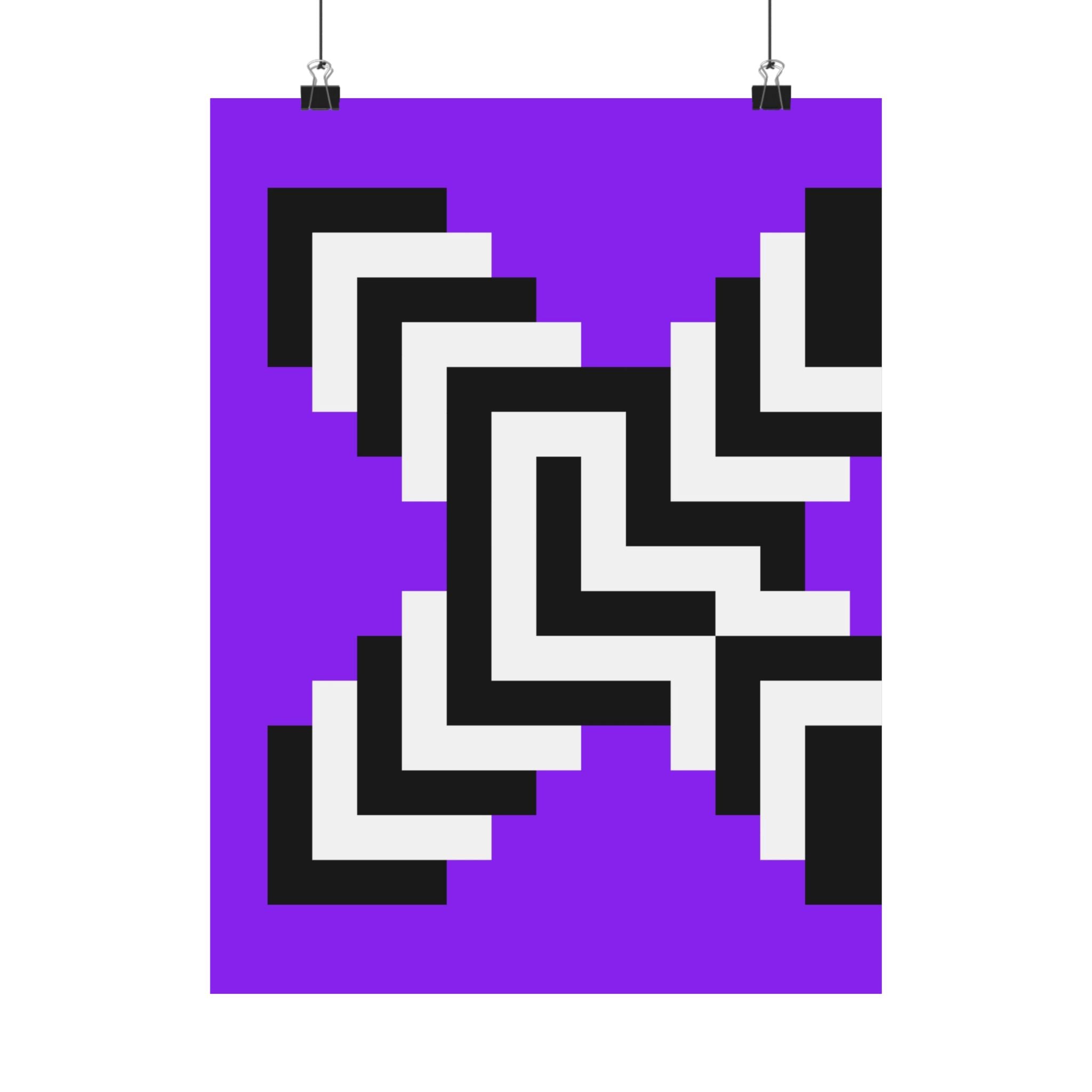 Geometric Pixel Art Purple Poster