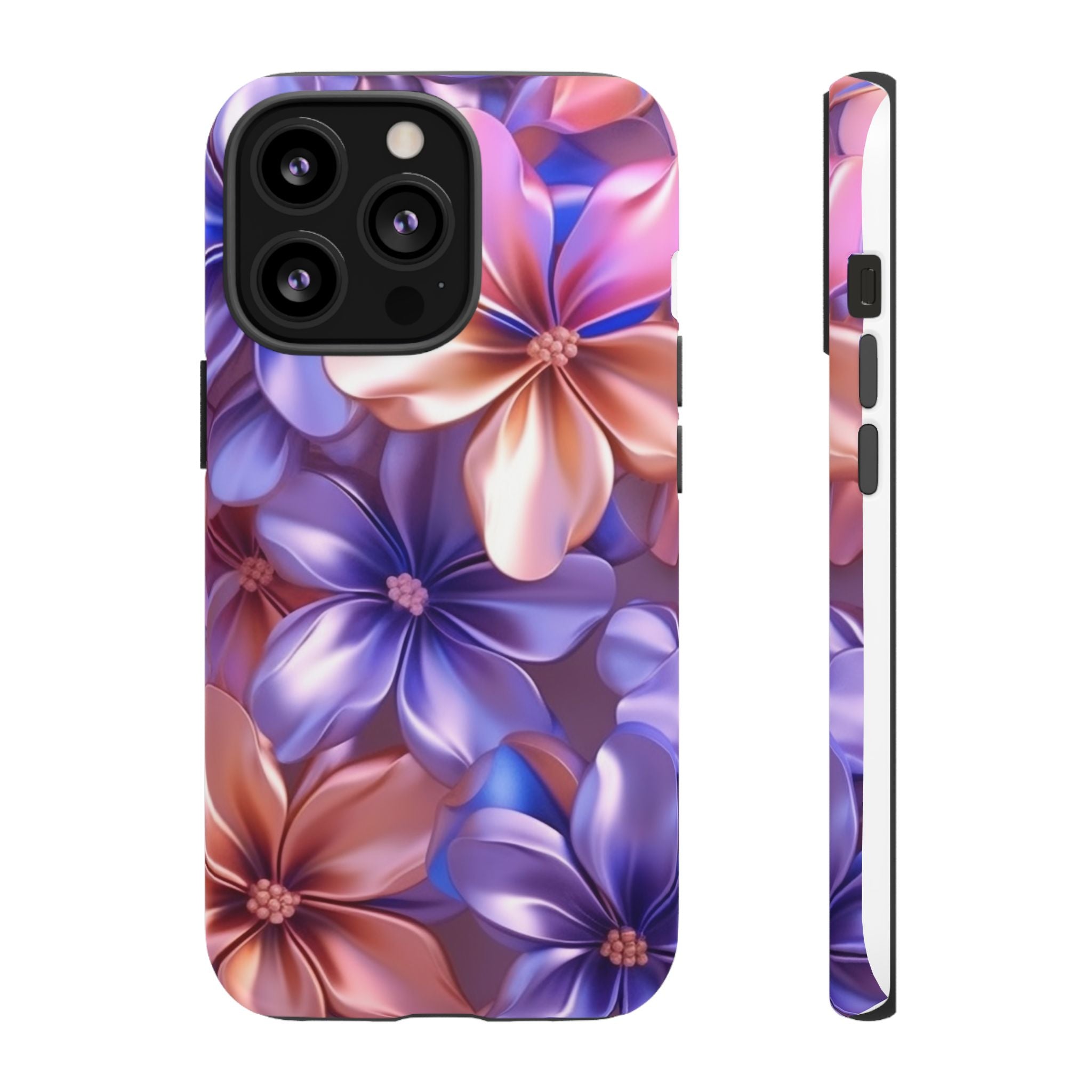 Metallic Flower iPhone Case - Rugged Hexagon Stone