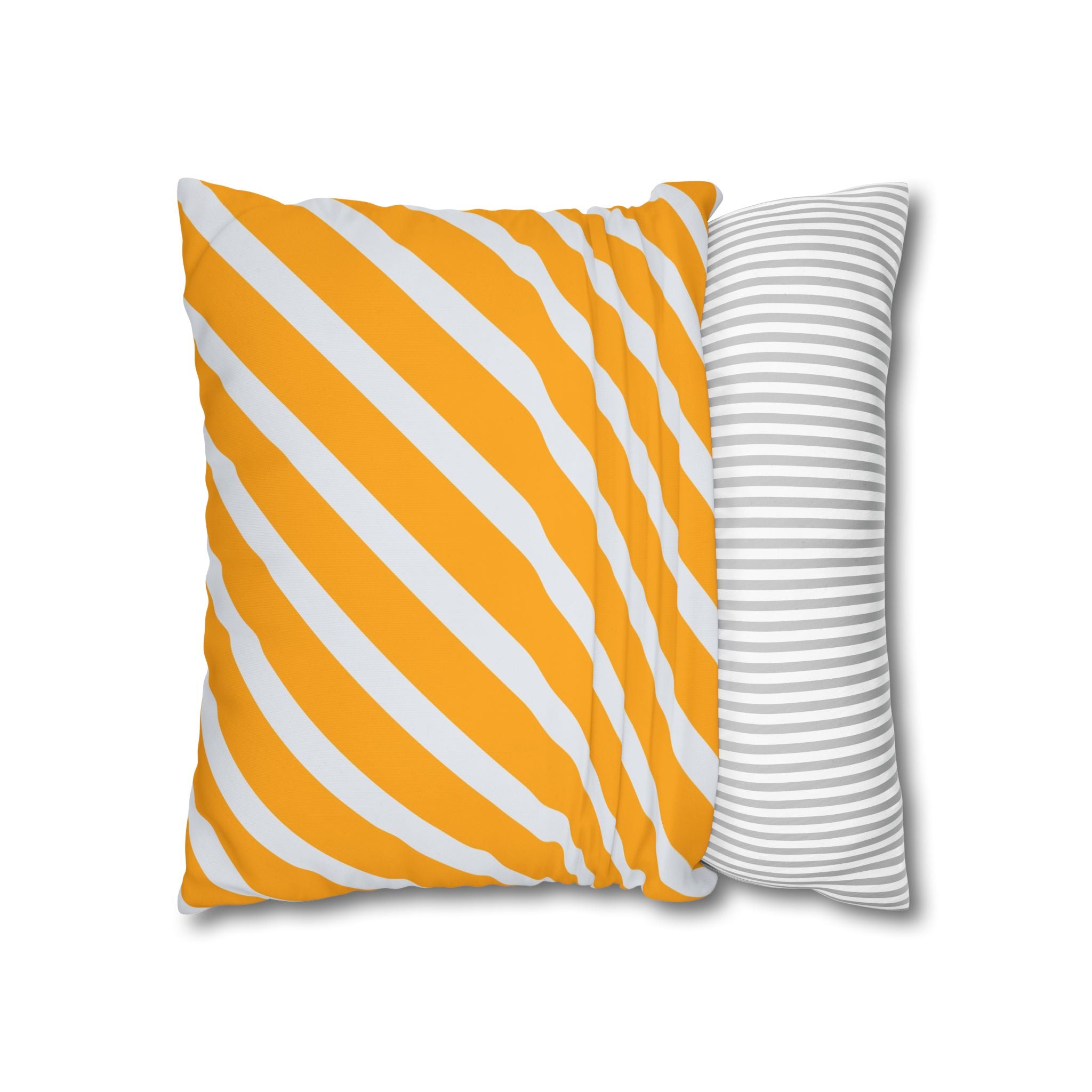 Neon Orange & Gray Diagonal Stripe Pillowcase