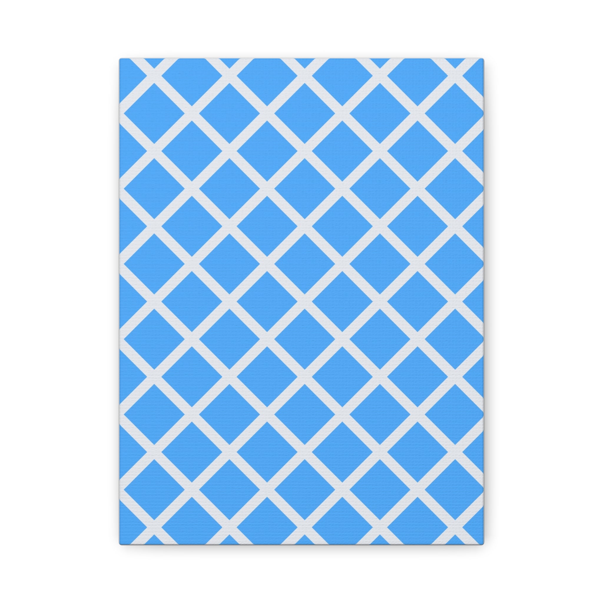 Sky Blue Diamond Grid Matte Canvas Art