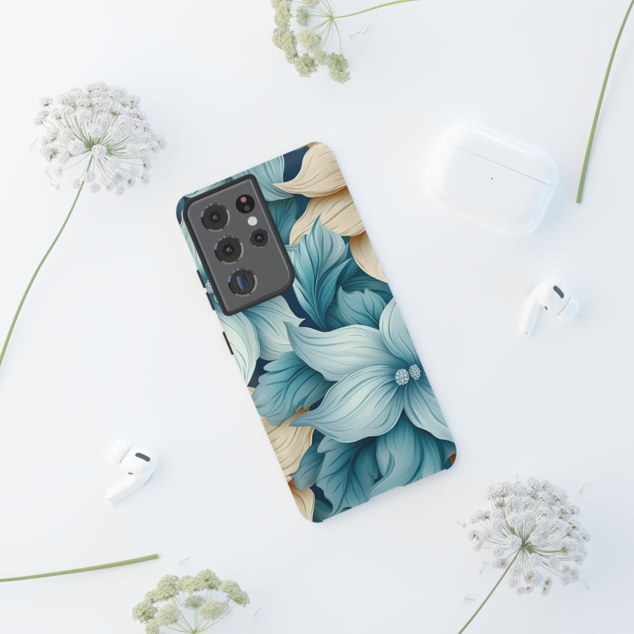 Teal Floral Samsung Phone Case