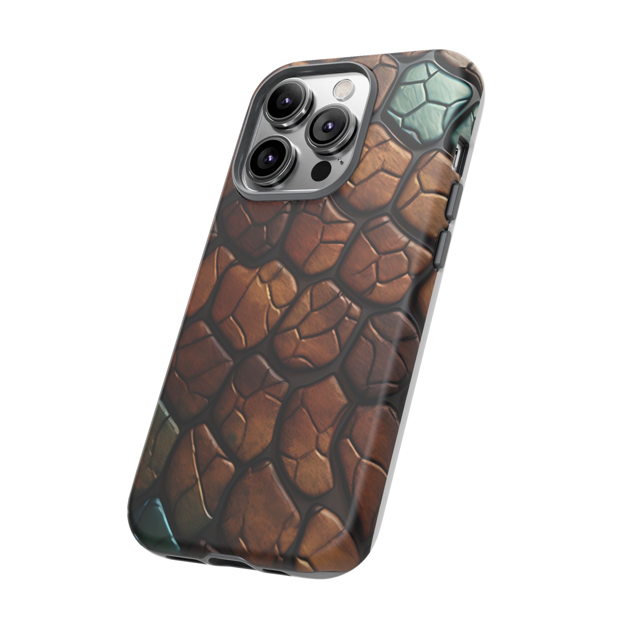 Mosaic Reptile iPhone Case - Teal & Brown