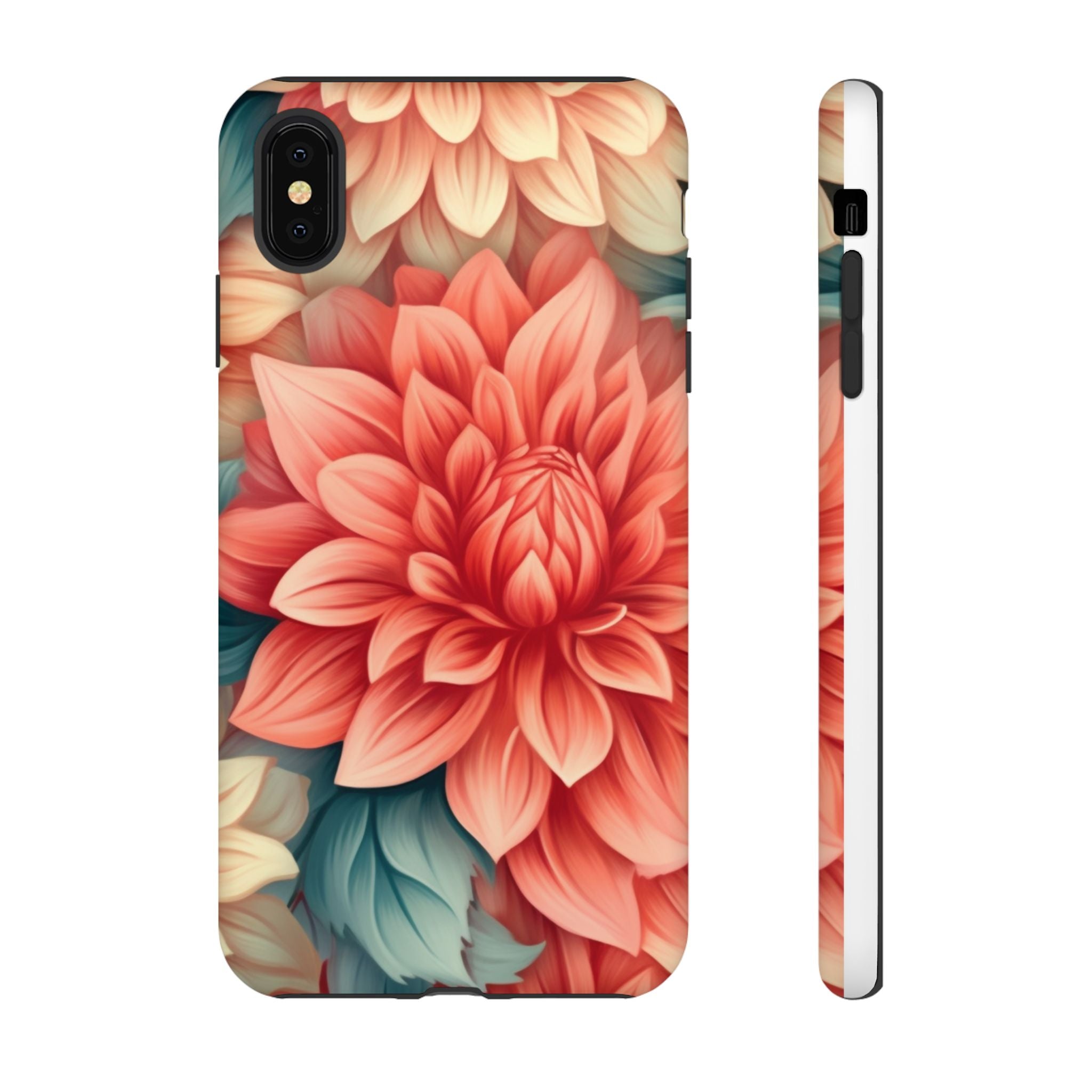 Coral Dahlia Hexagon iPhone Case - Rugged Texture