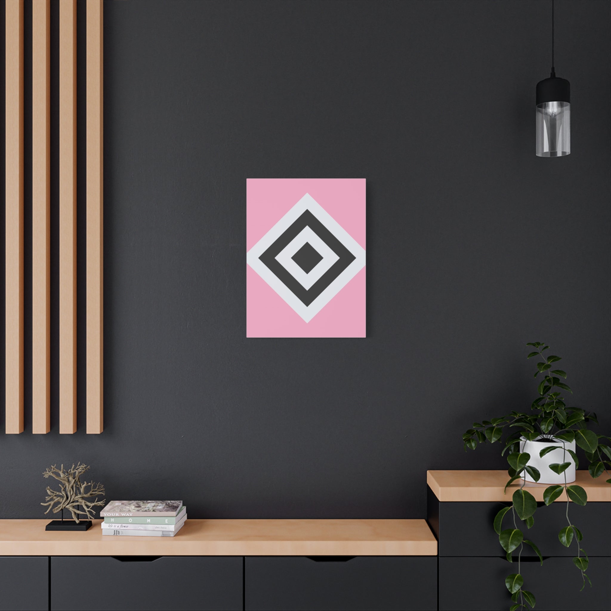 Geometric Diamond Art - Pink Matte Canvas