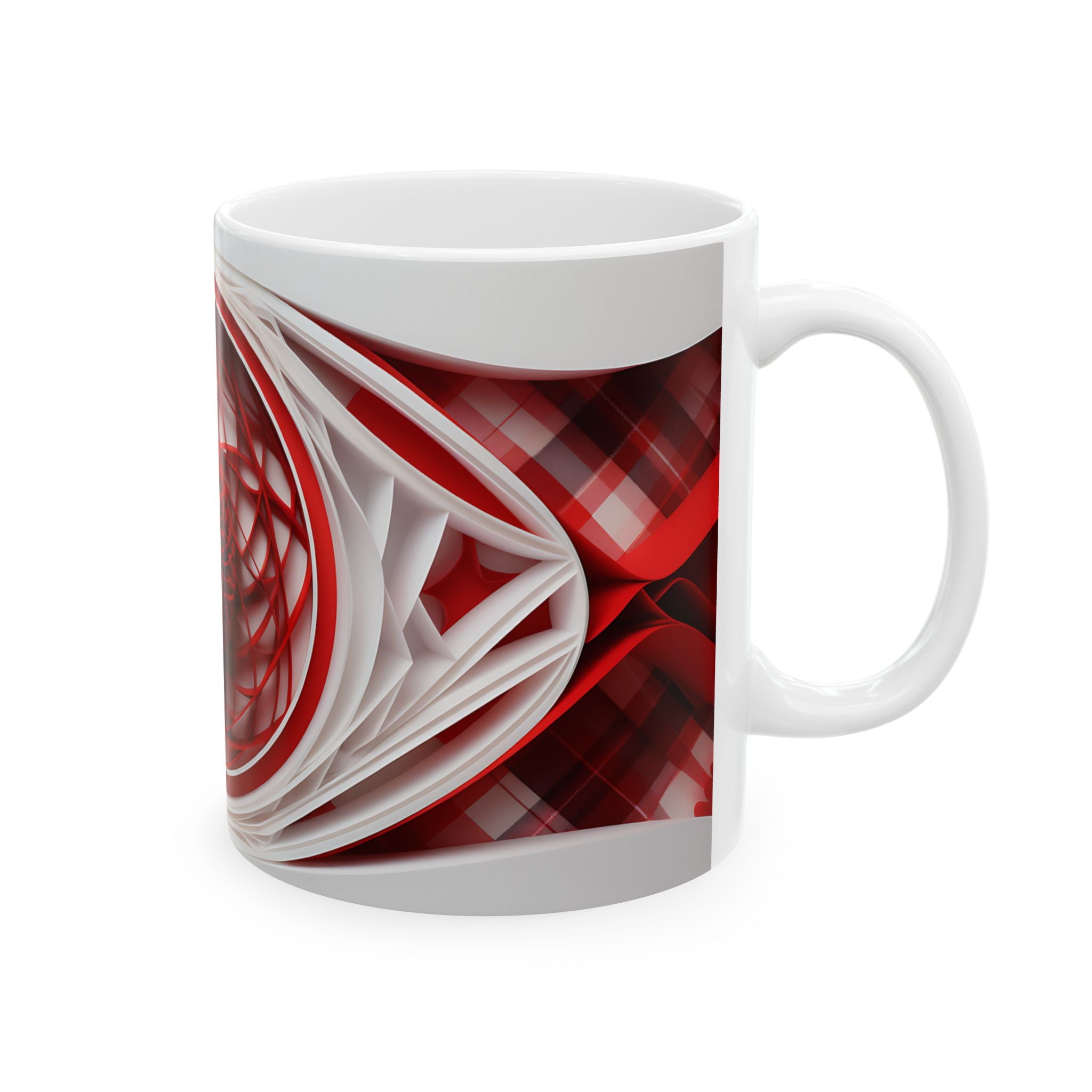 Red & White Paper Art Flower Mug