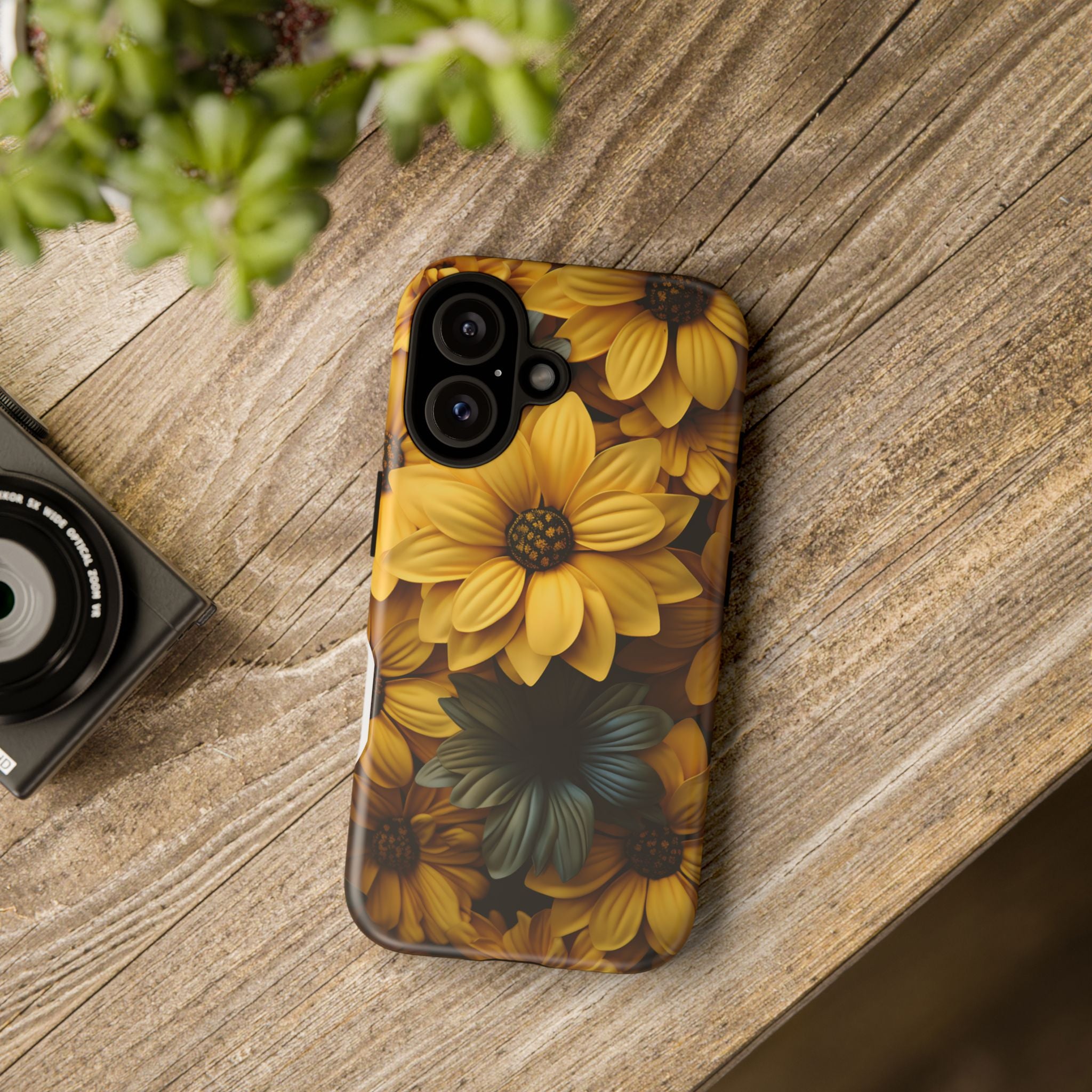 Golden Bloom Hexagon iPhone Case - Rugged Texture