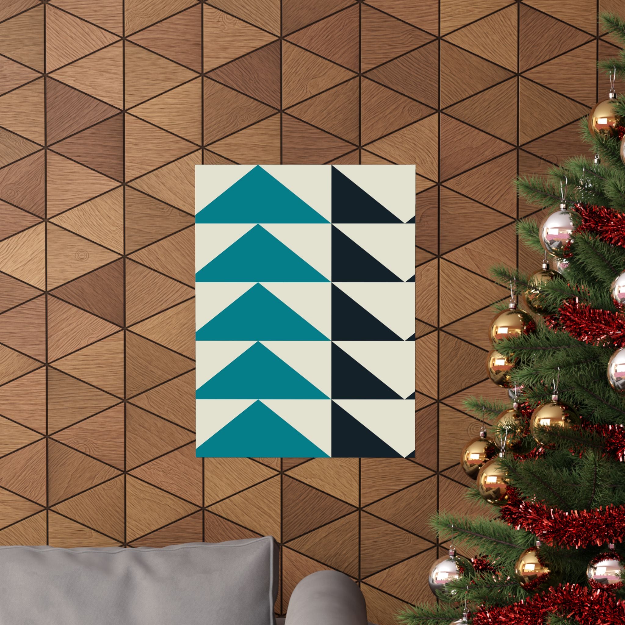 Geometric Teal & Black Triangle Poster