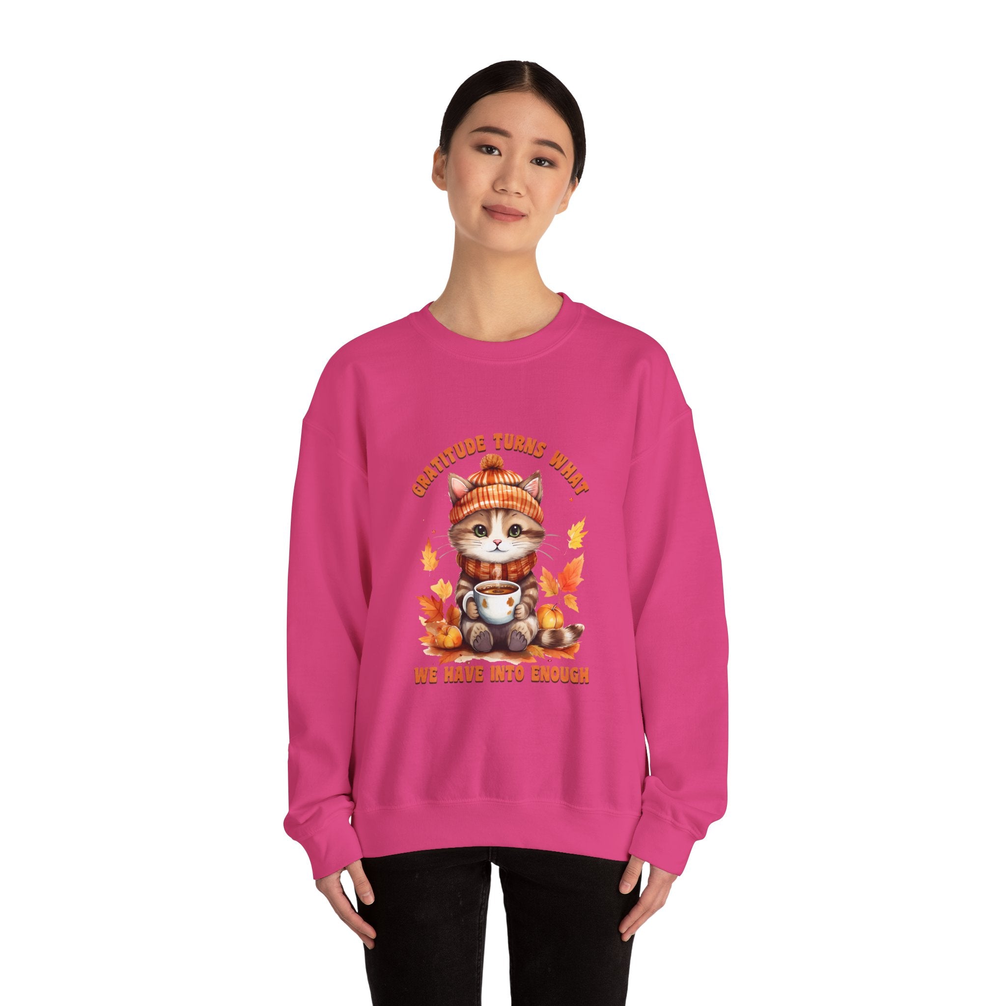 Cozy Cat Gratitude Thanksgiving Sweatshirt