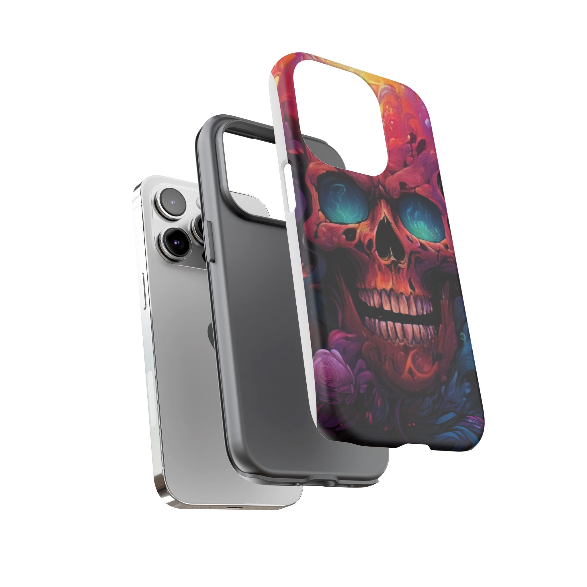 Fiery Skull Hexagon iPhone Case - Rugged Texture