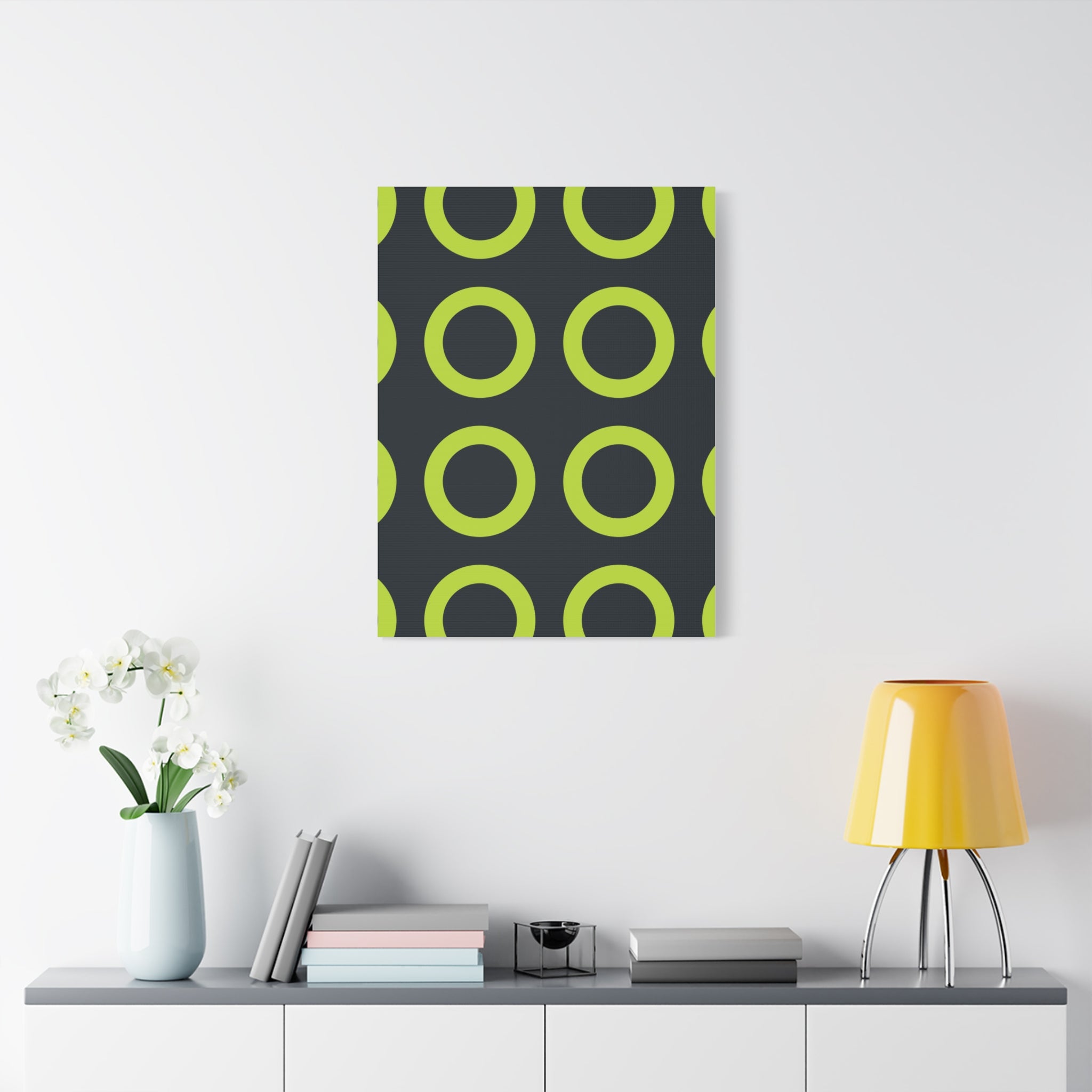 Lime Green Circle Canvas Art - Teal