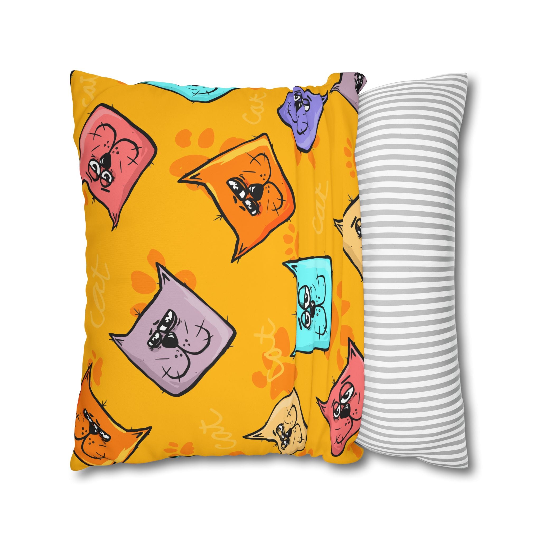 Pastel Cat Pillowcase - Gold Paw Print