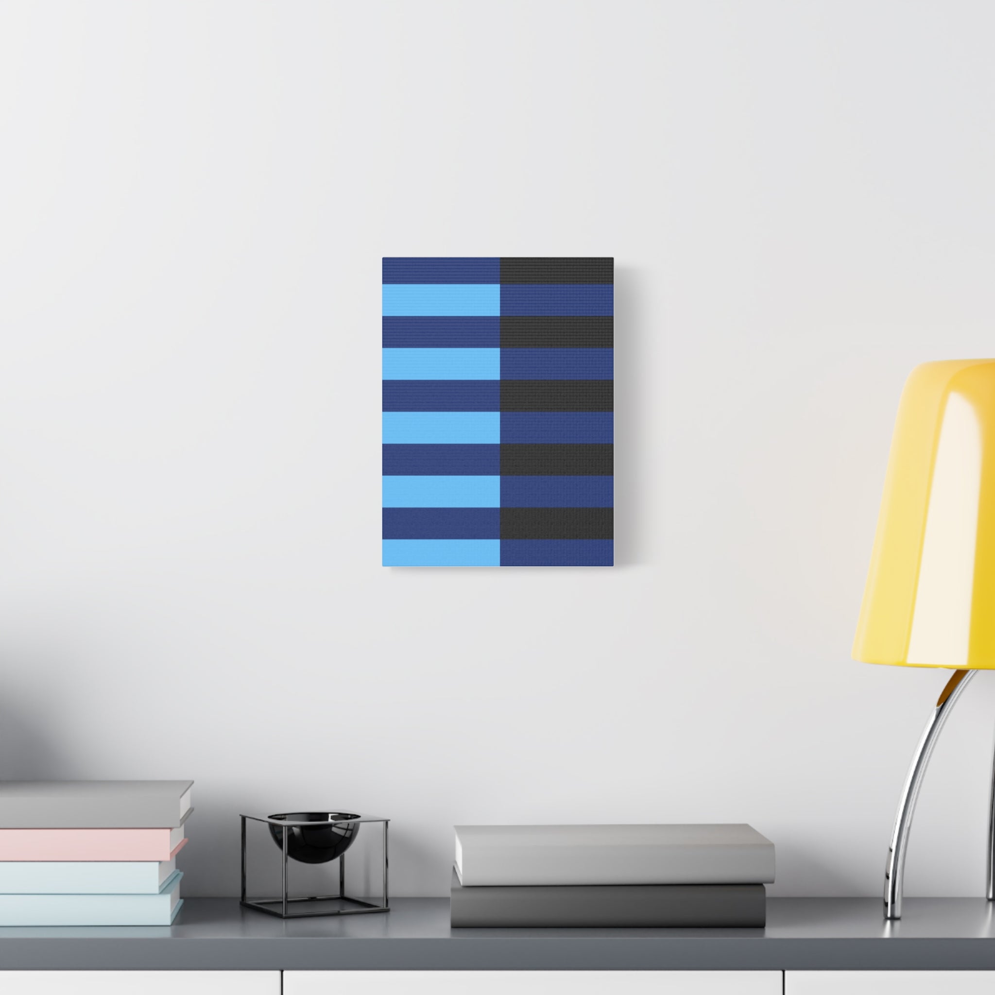 Abstract Blue & Grey Stripe Canvas Art