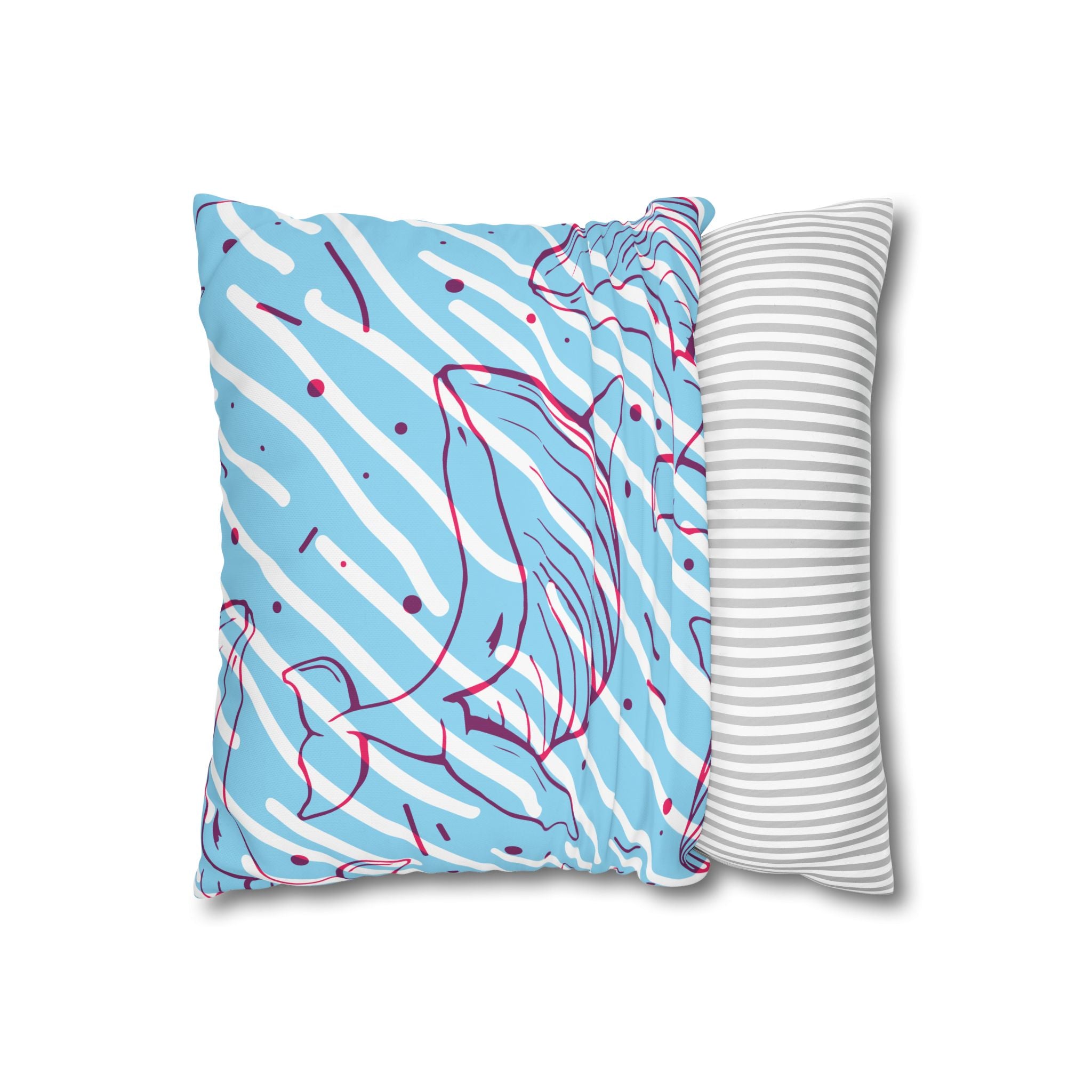 90s Whale Pillowcase - Pastel Blue