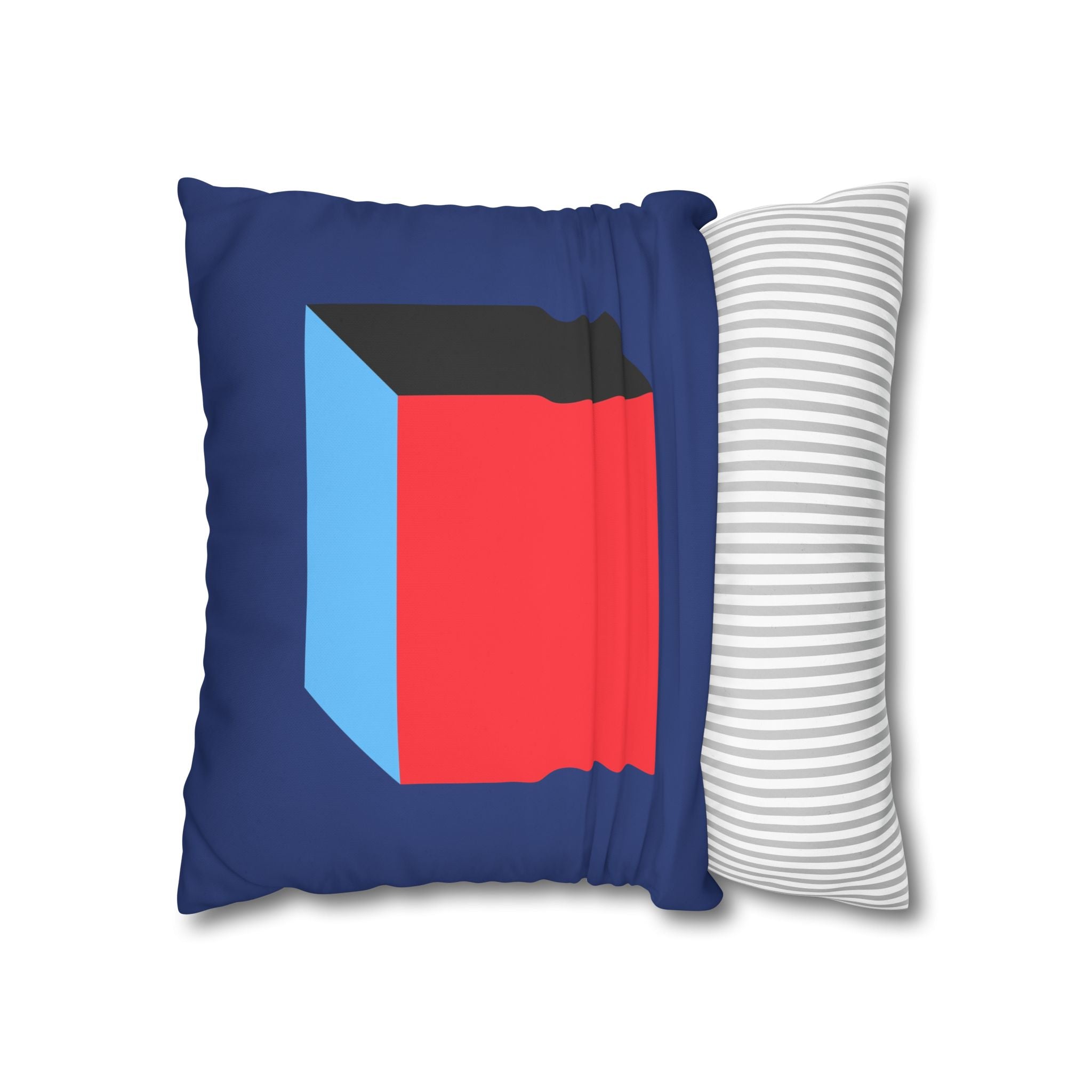 Geometric Cube Pillowcase - Red & Blue