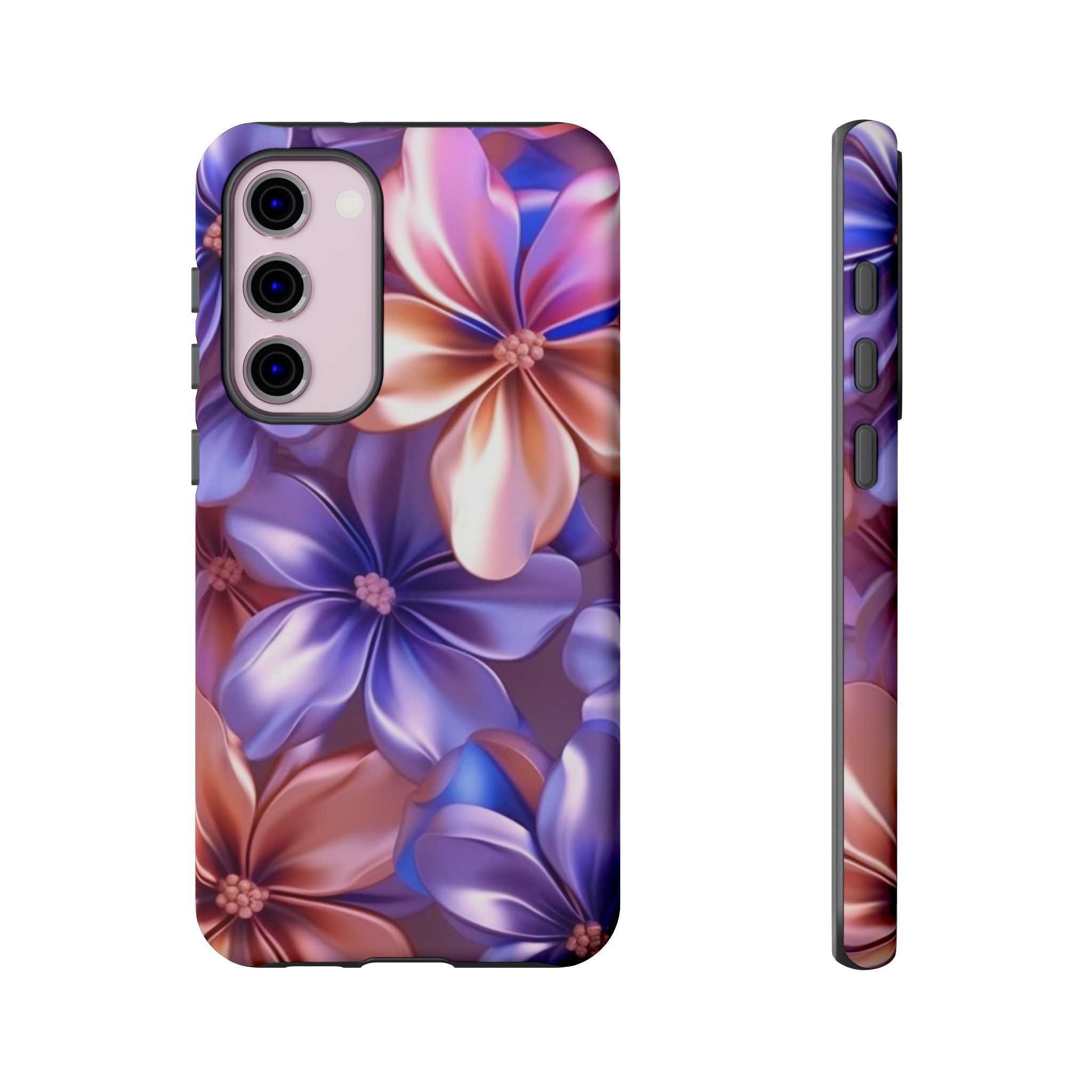 Metallic Flower Samsung Case - Rose Gold & Lavender