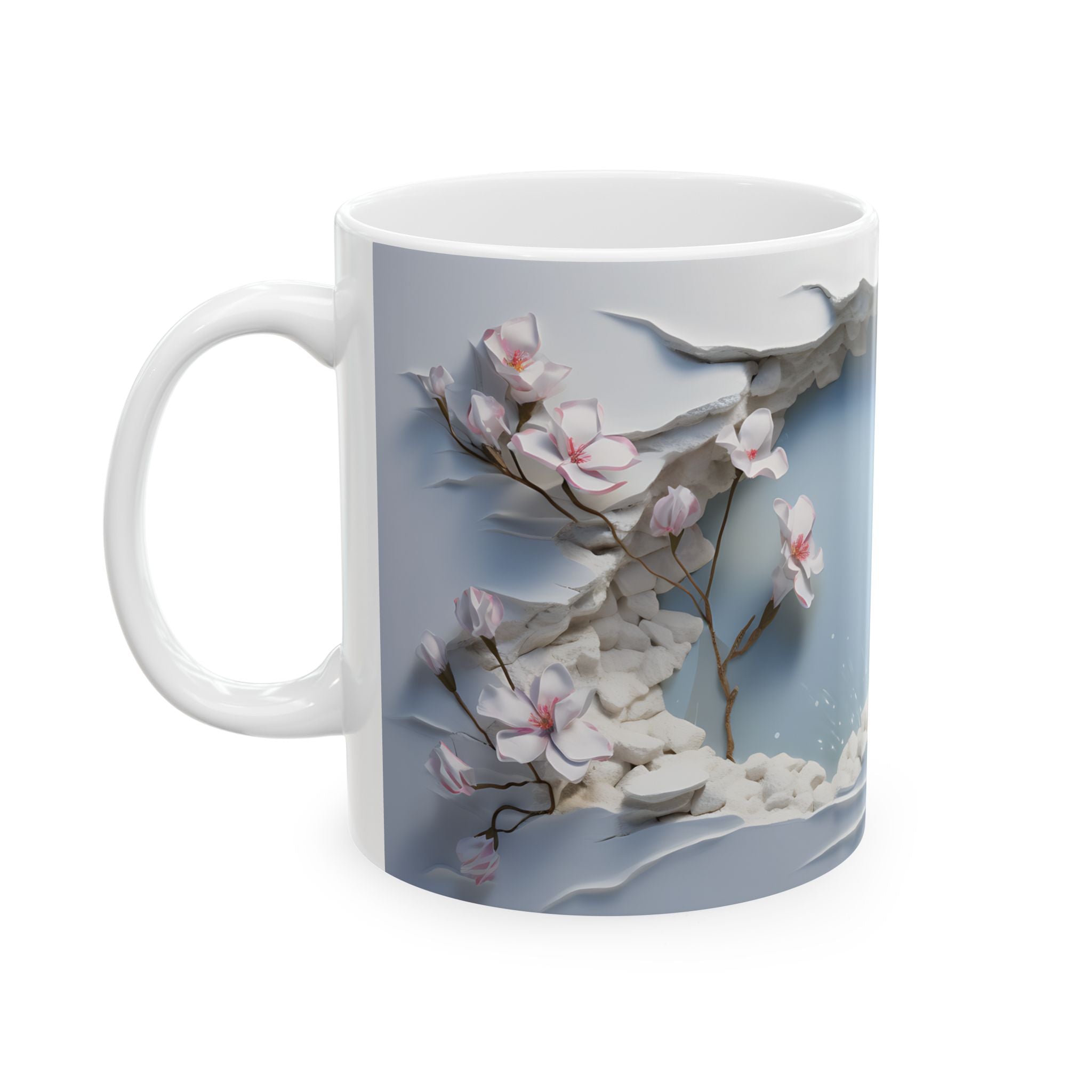 Serene Blossom Mug: Floral Wall Art