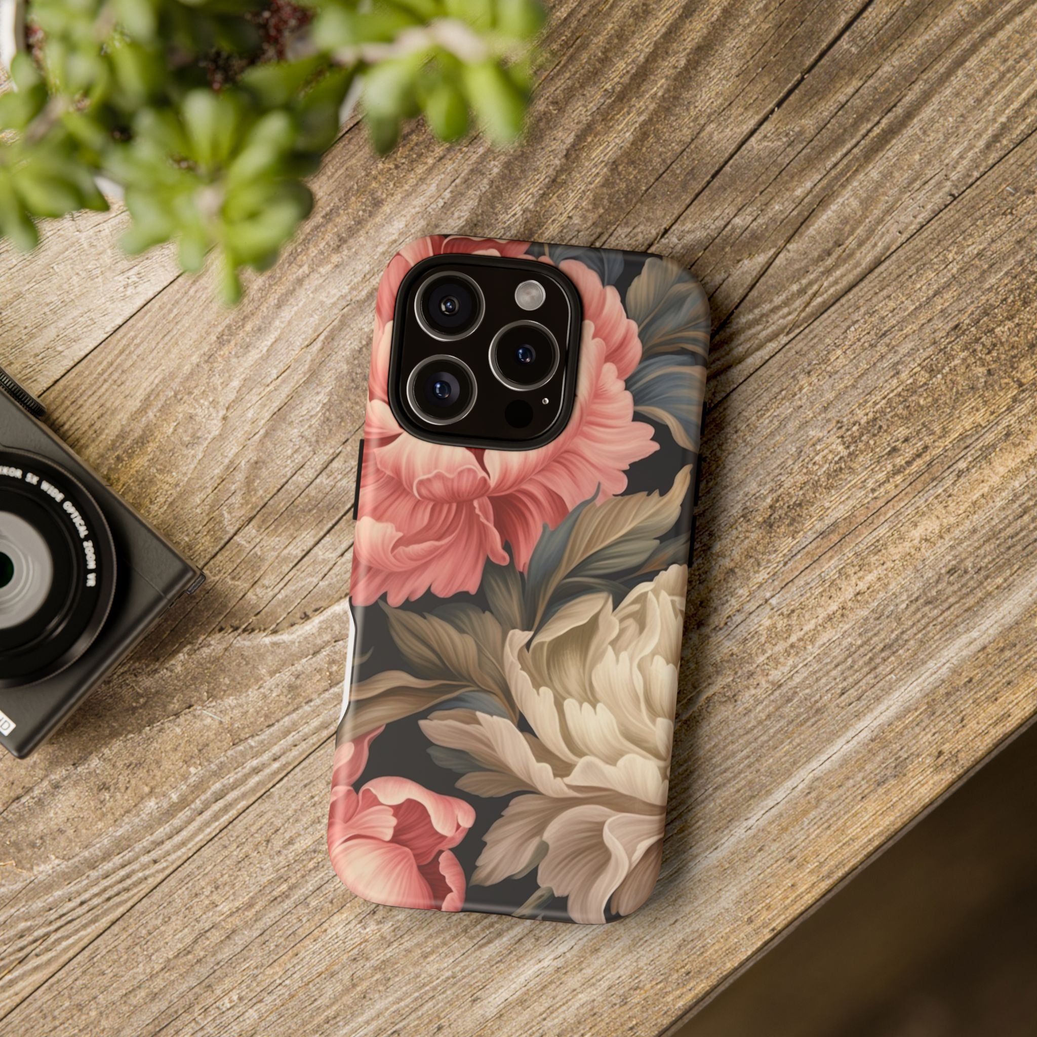 Blush Peony Floral iPhone Case - Hexagon Stone