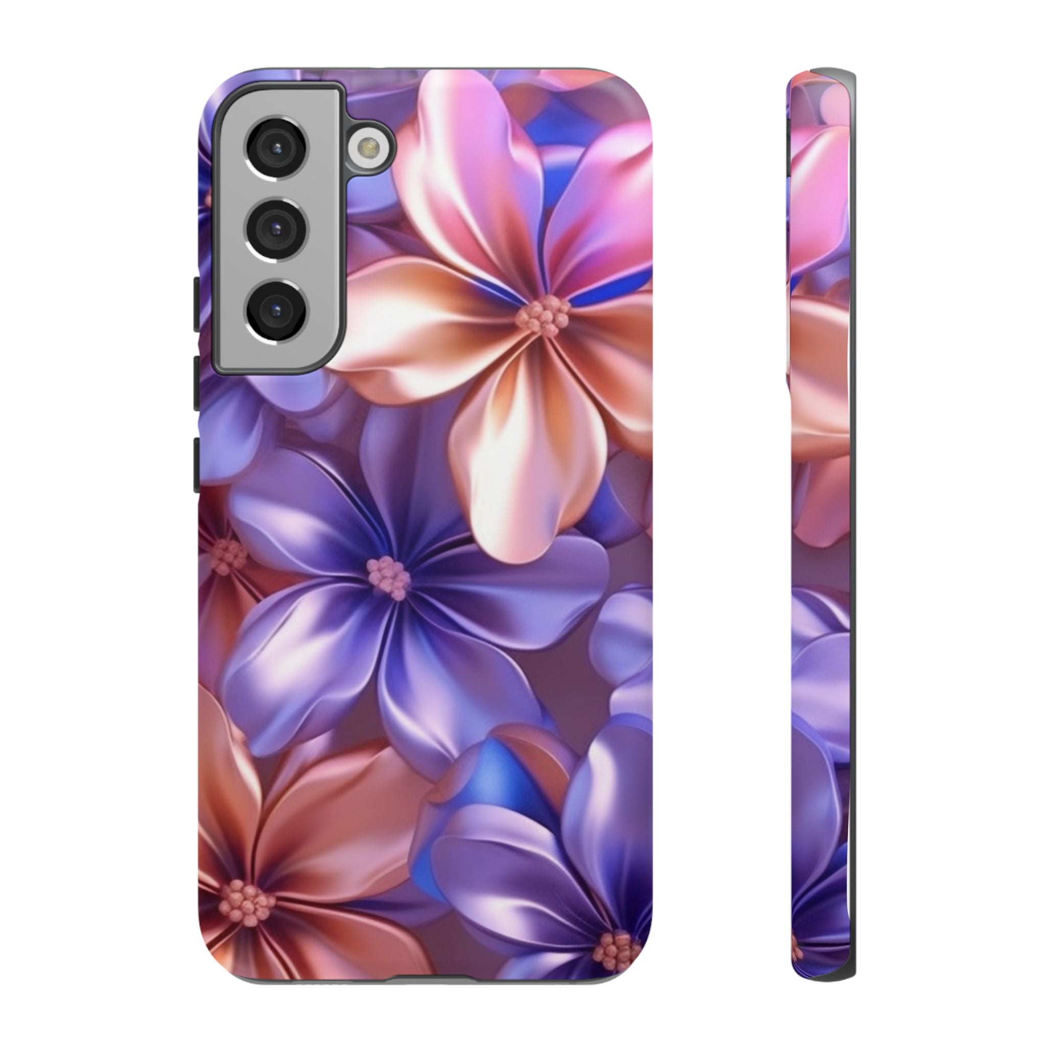 Metallic Flower Samsung Case - Rose Gold & Lavender