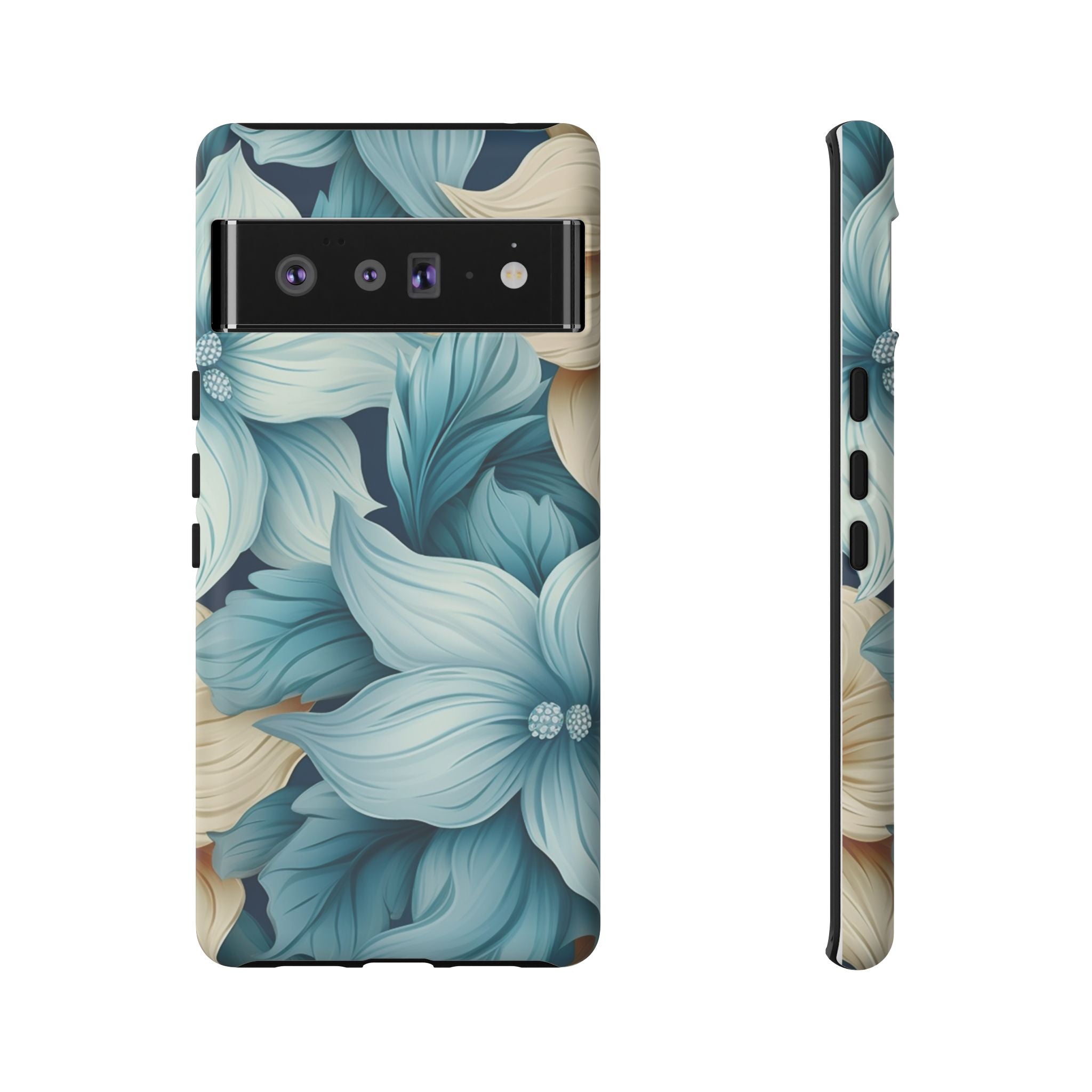 Teal Floral Google Pixel Case (All Models) - Elegant Design